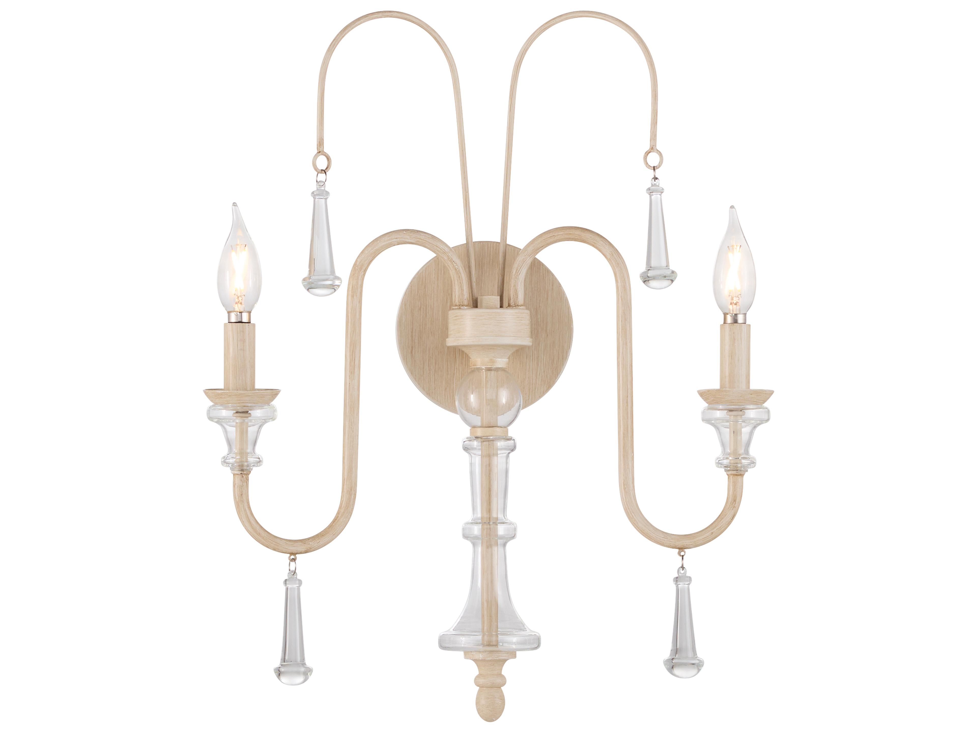 Quorum Clasica 2-Light Washed Oak Off White Traditional Wall Sconce