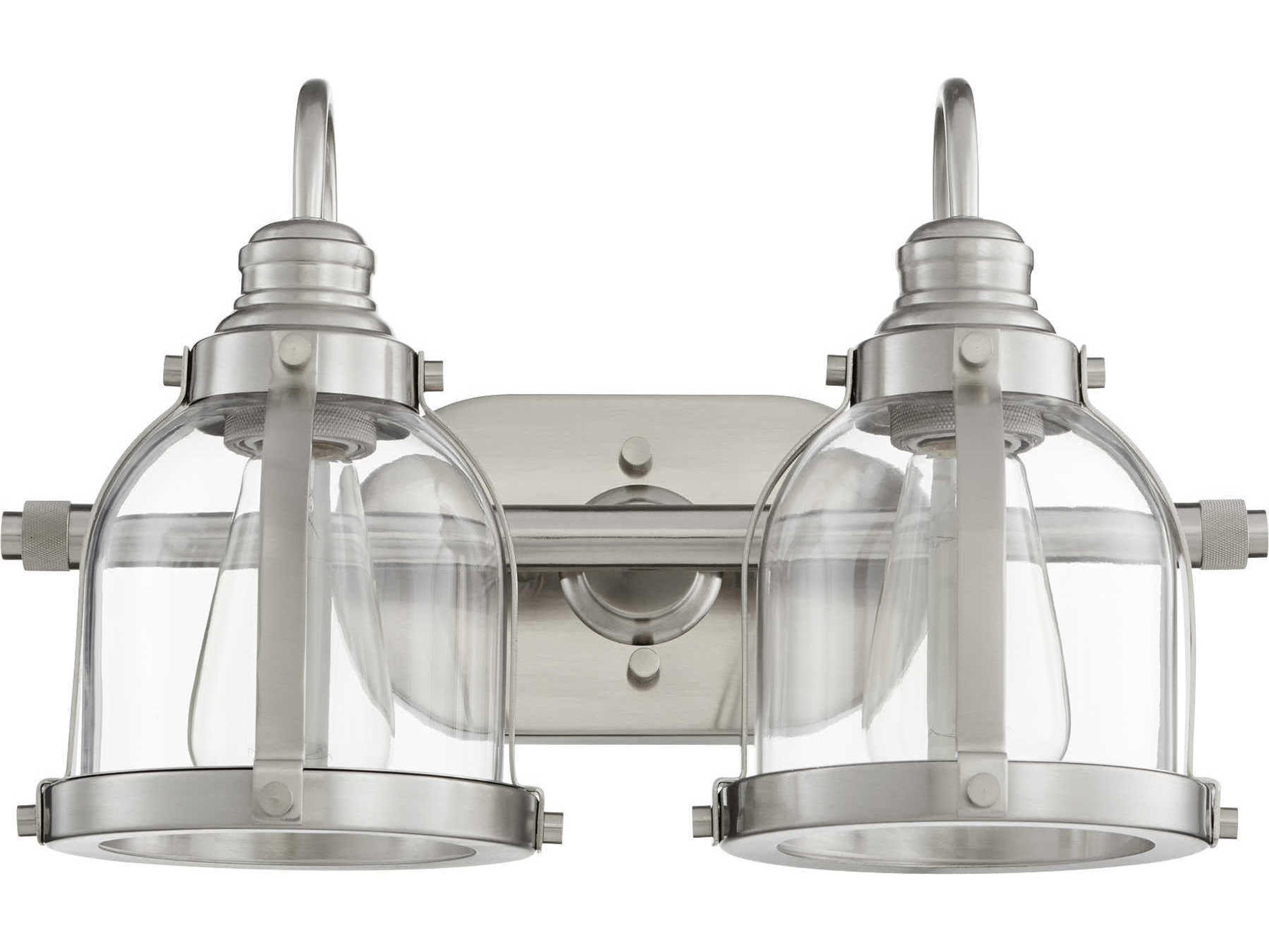 2-Light Satin Nickel Glass Vanity Light