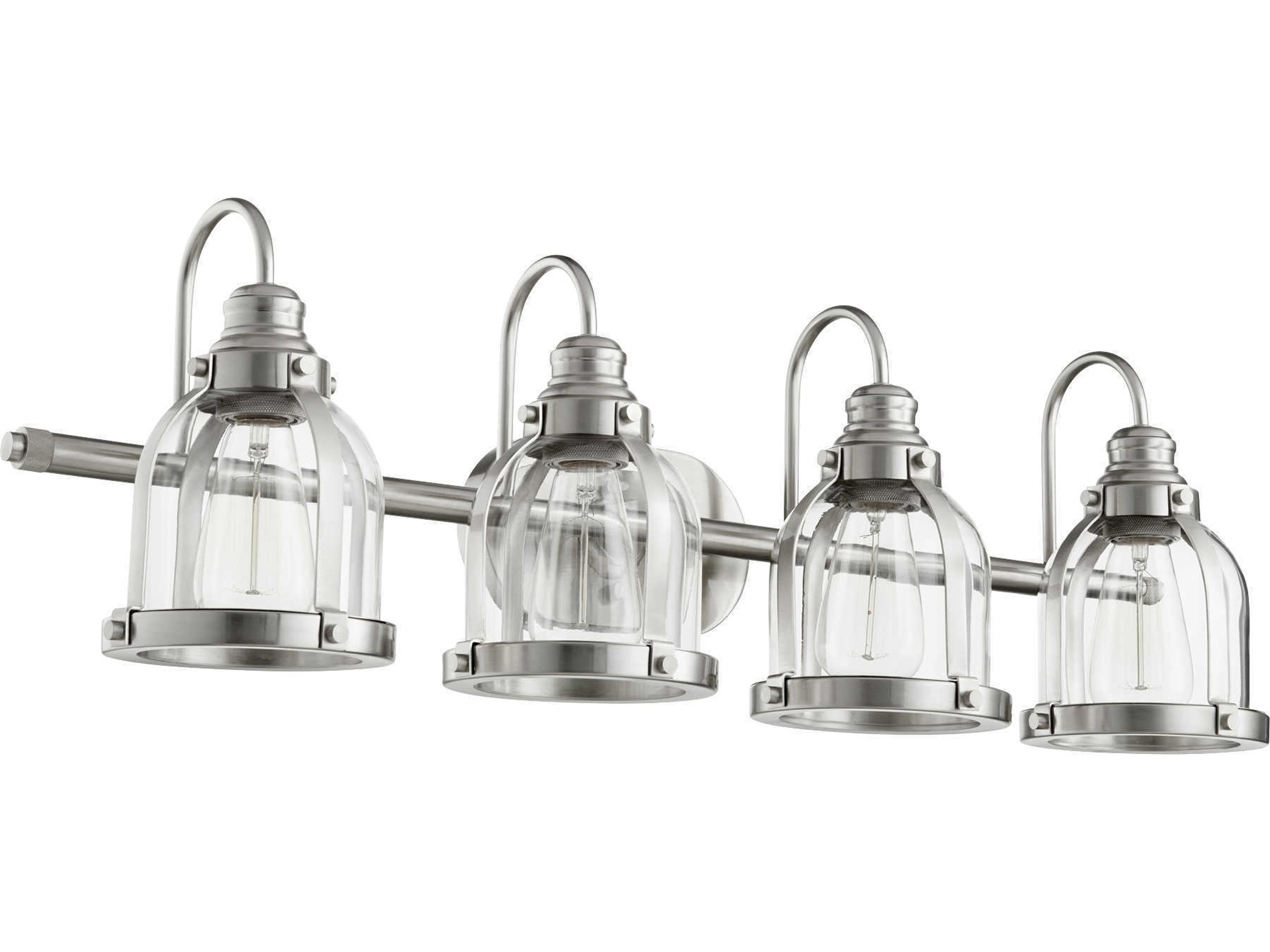 4-Light Satin Nickel Glass Vanity Light