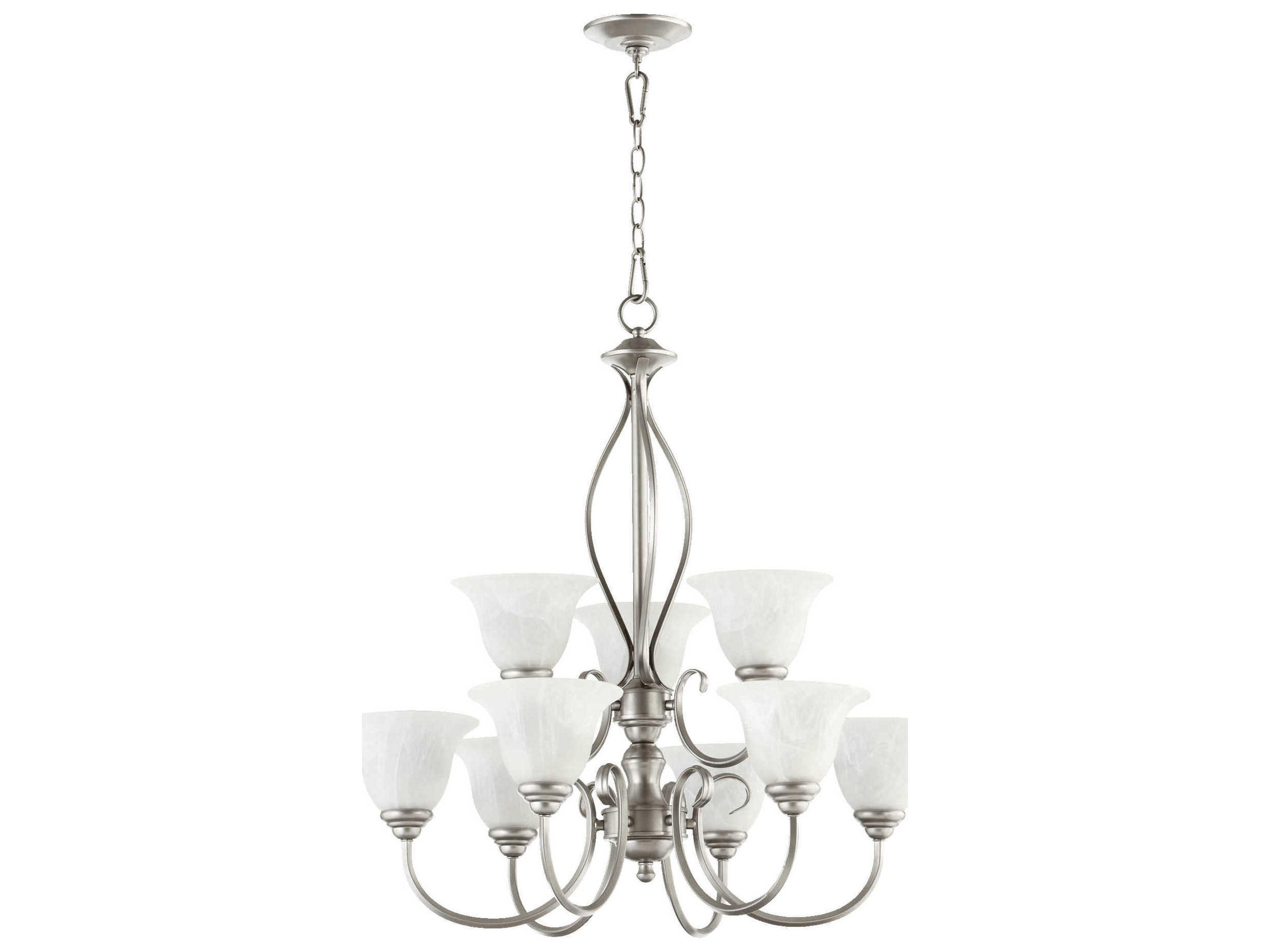 Spencer 9-Light Classic Nickel Glass Bell Tiered Chandelier