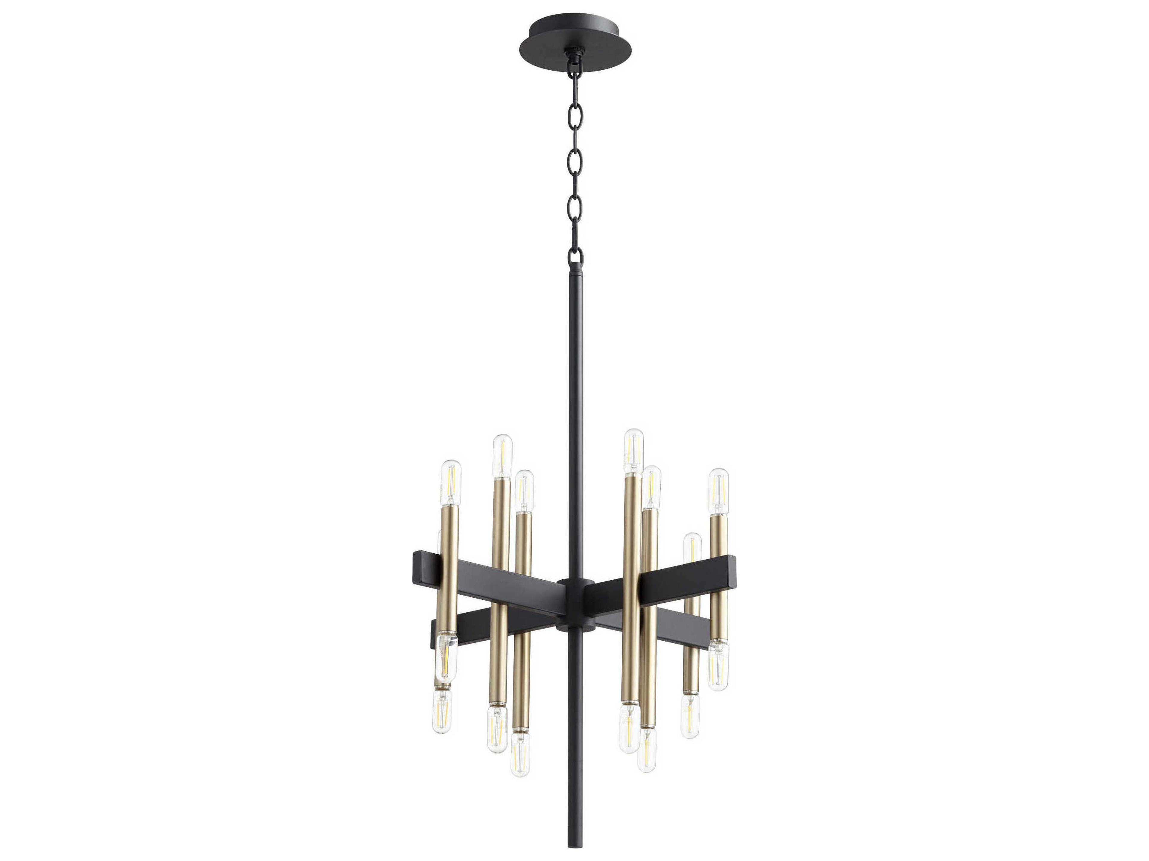 Luxe 16-Light6-Light Noir With Aged Brass Black Candelabra Chandelier