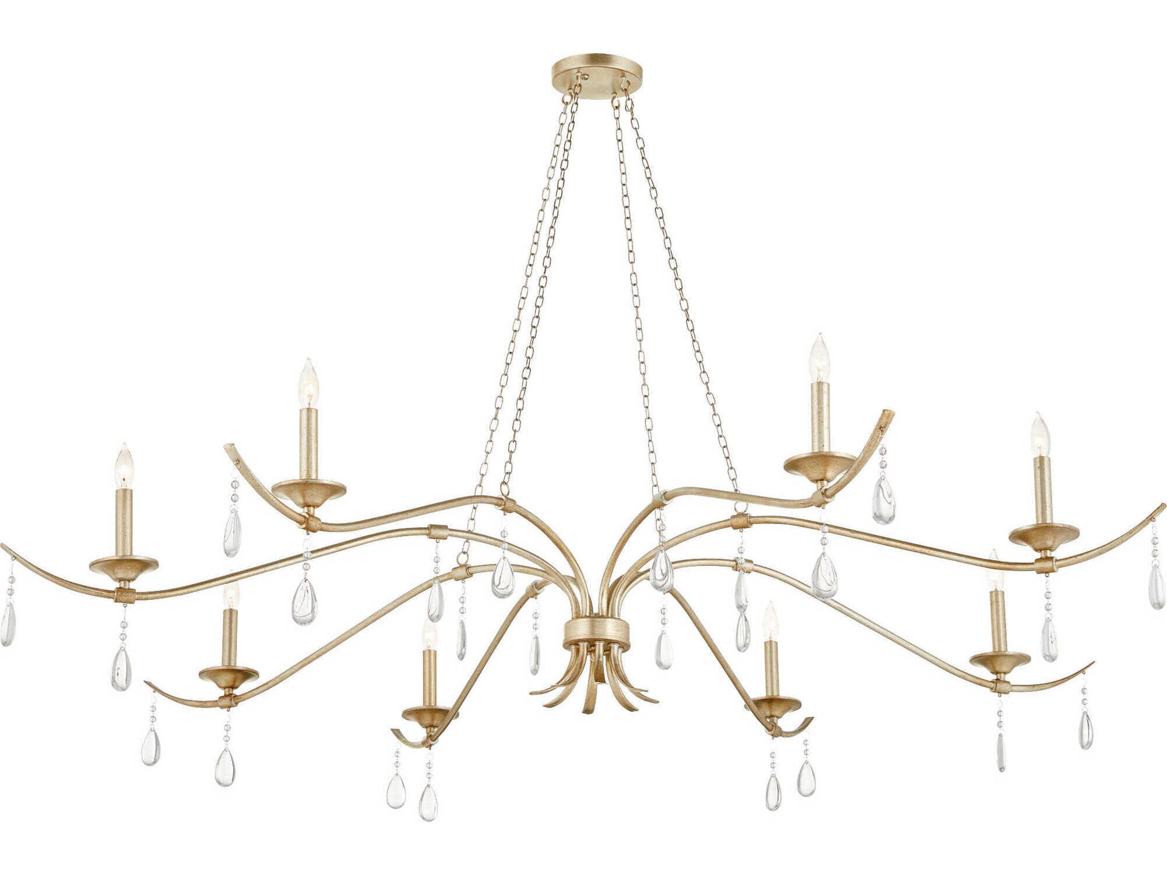 Quorum Lorelei 8-Light Aged Silver Leaf Candelabra Chandelier