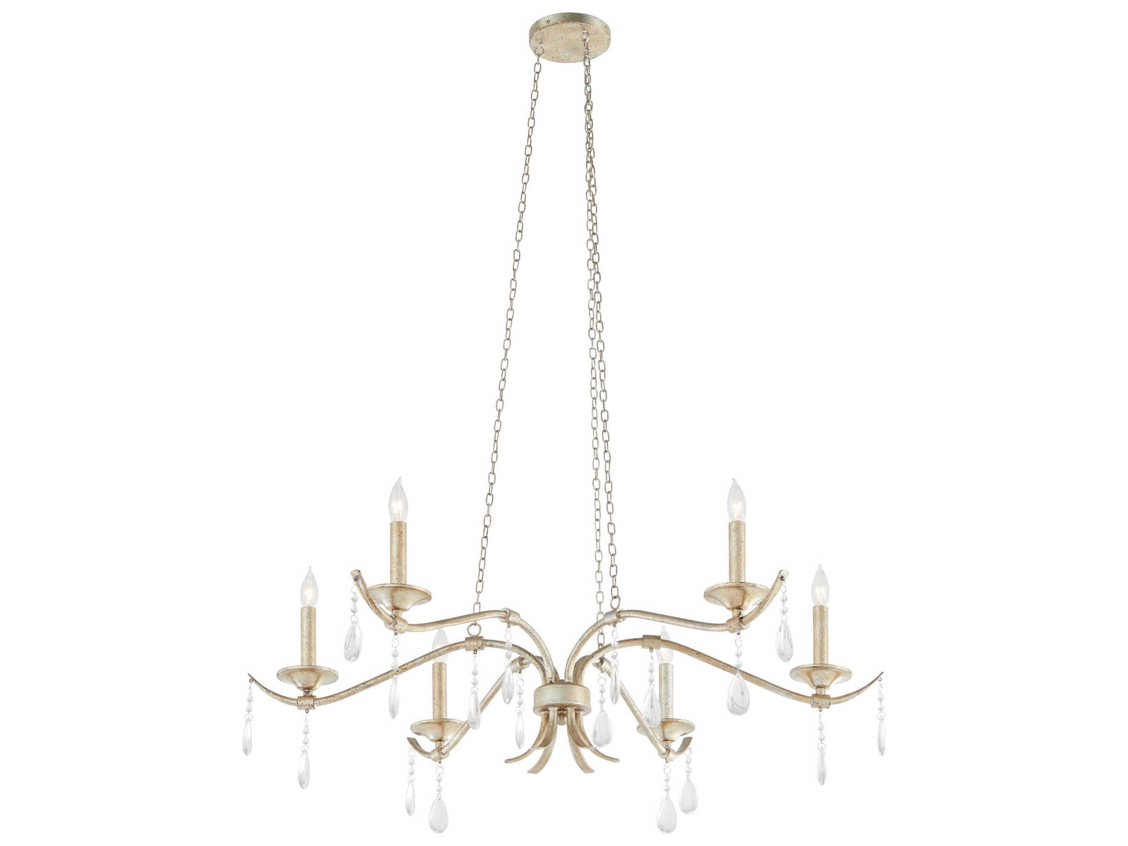 Lorelei 6-Light Aged Silver Leaf Candelabra Chandelier