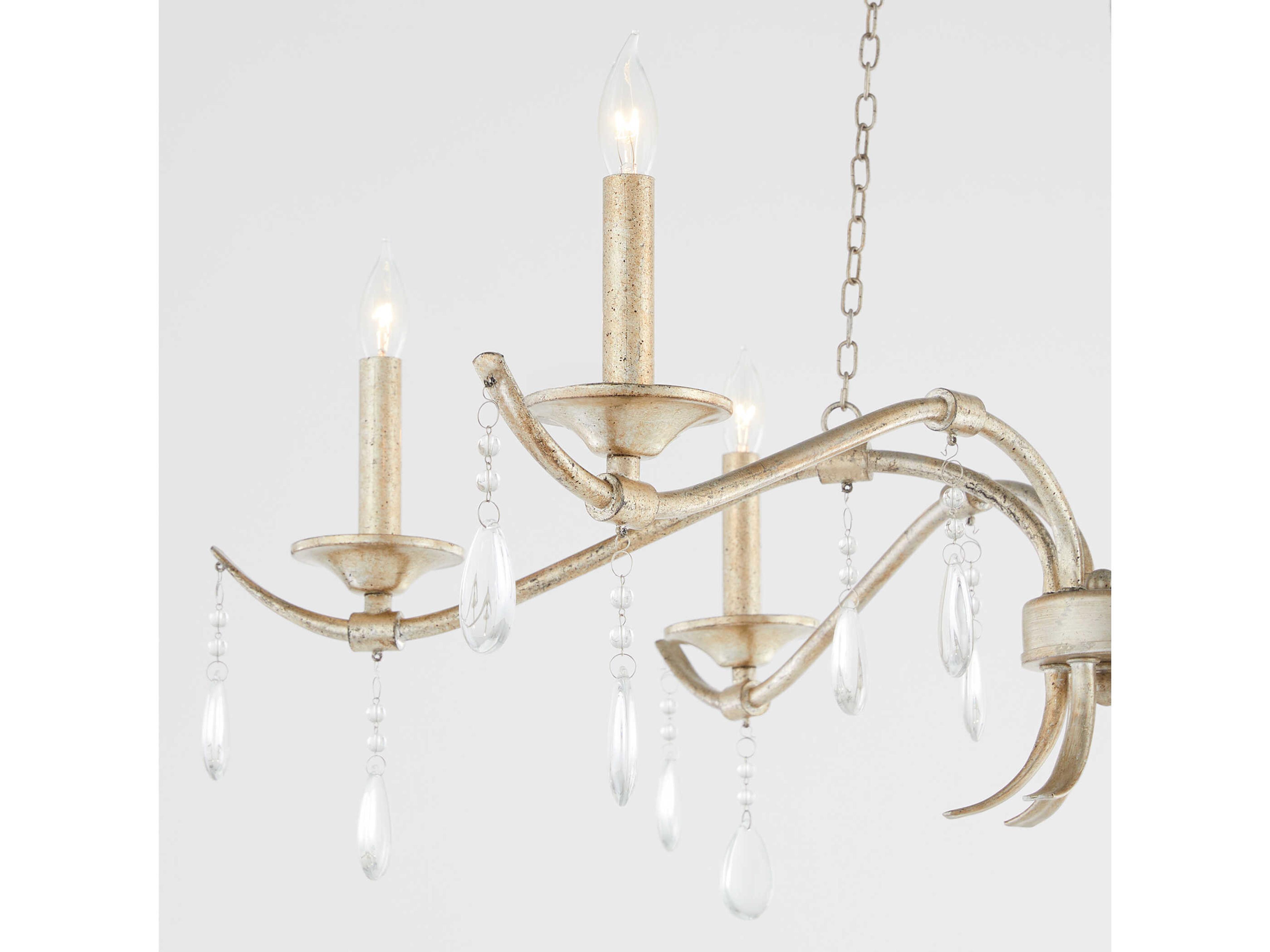 Quorum Lorelei 6-Light Aged Silver Leaf Candelabra Chandelier
