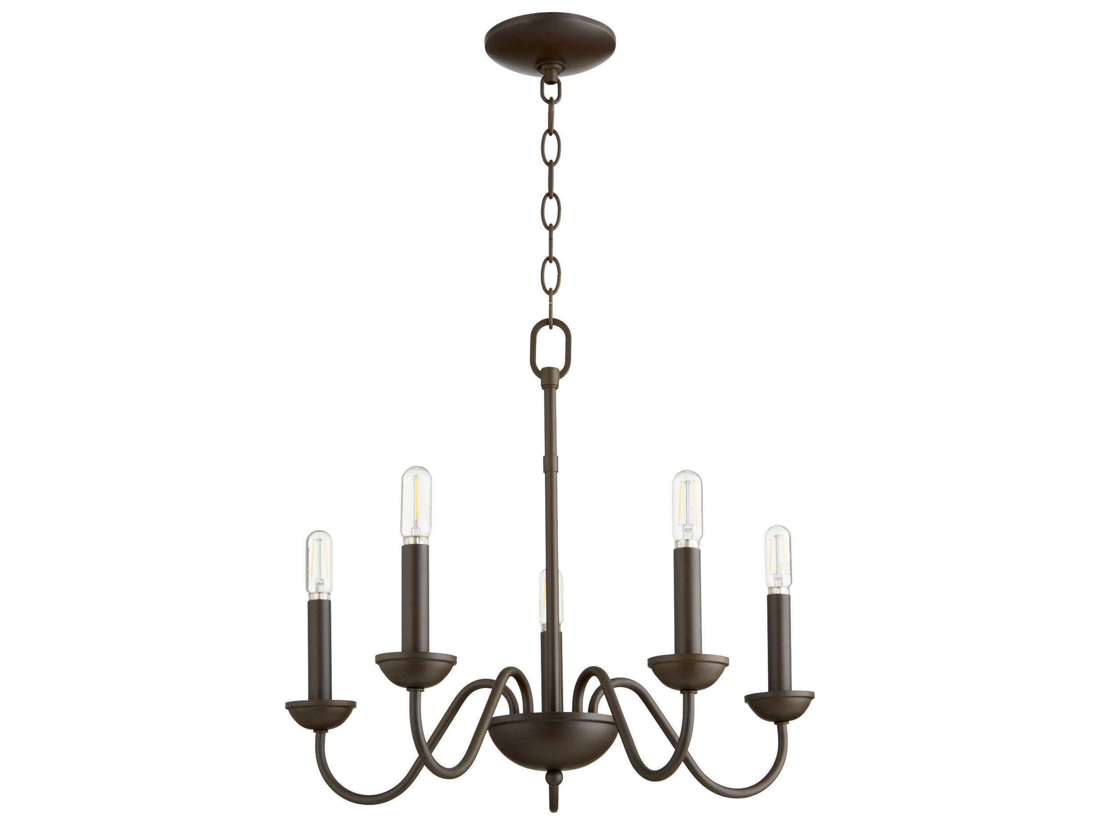 5-Light Oiled Bronze Candelabra Chandelier
