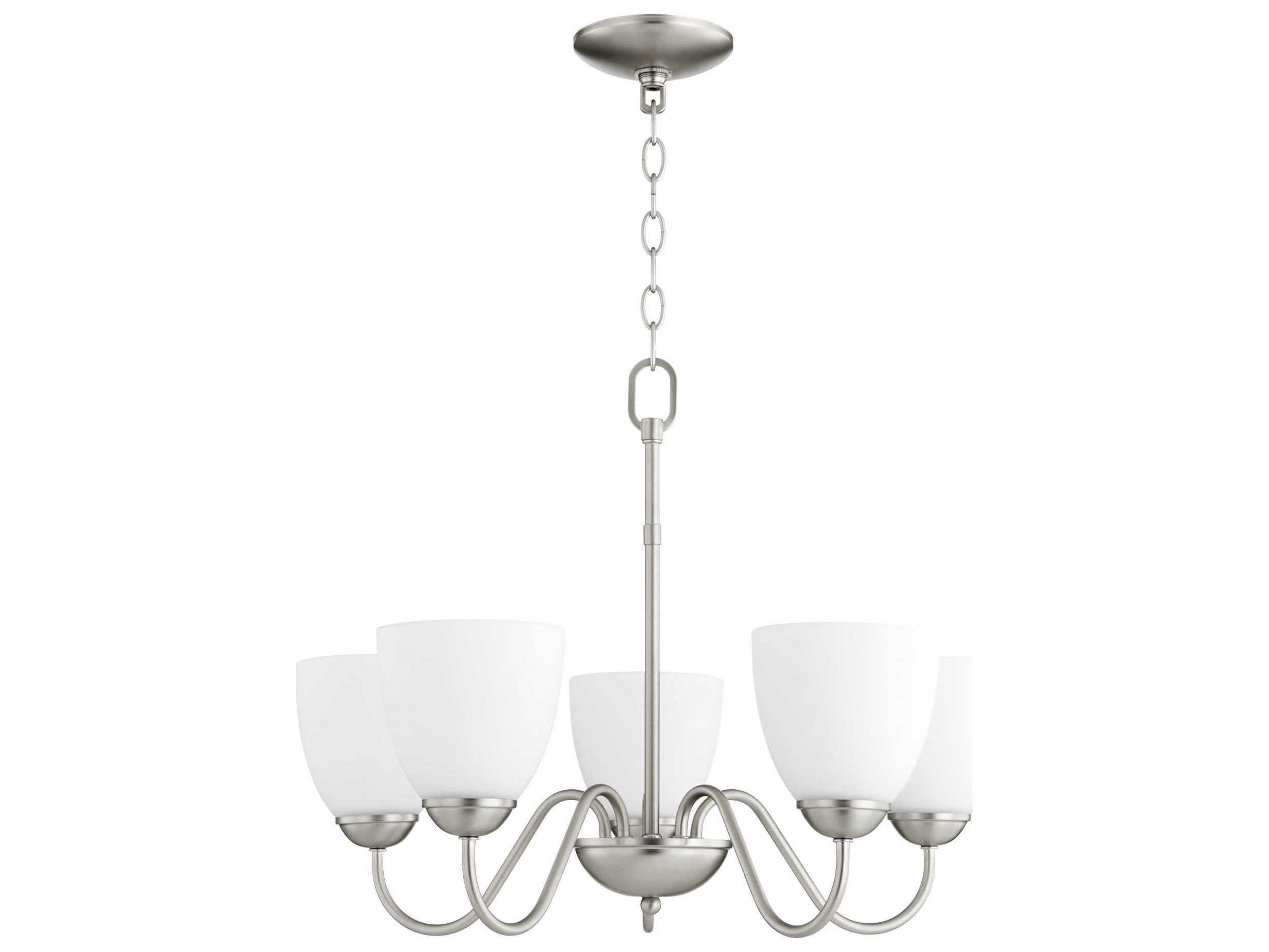 Quorum 5-Light Satin Nickel Glass Bell Chandelier