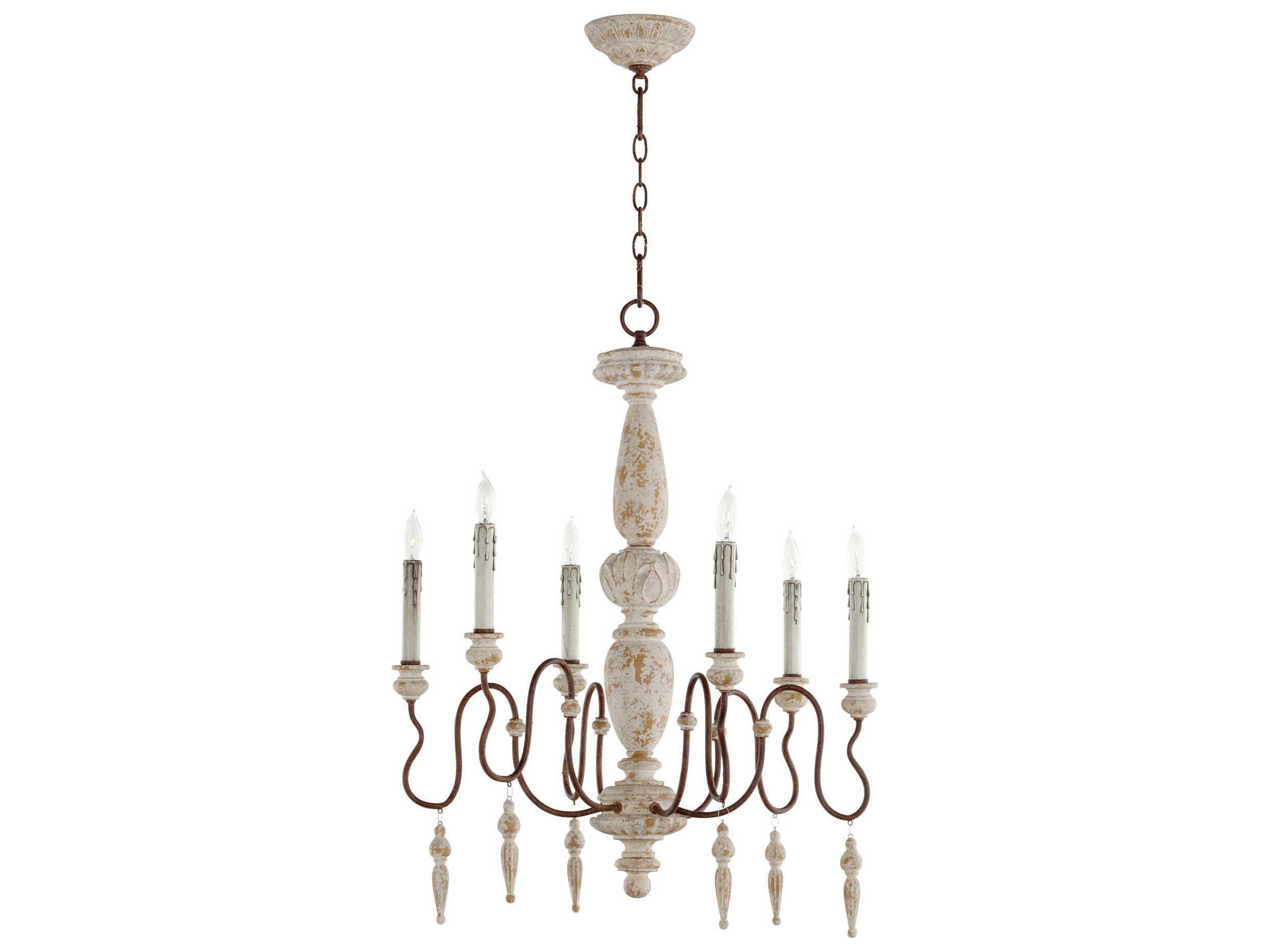 La Maison 6-Light Manchester Grey With Rust Accents Candelabra Chandelier