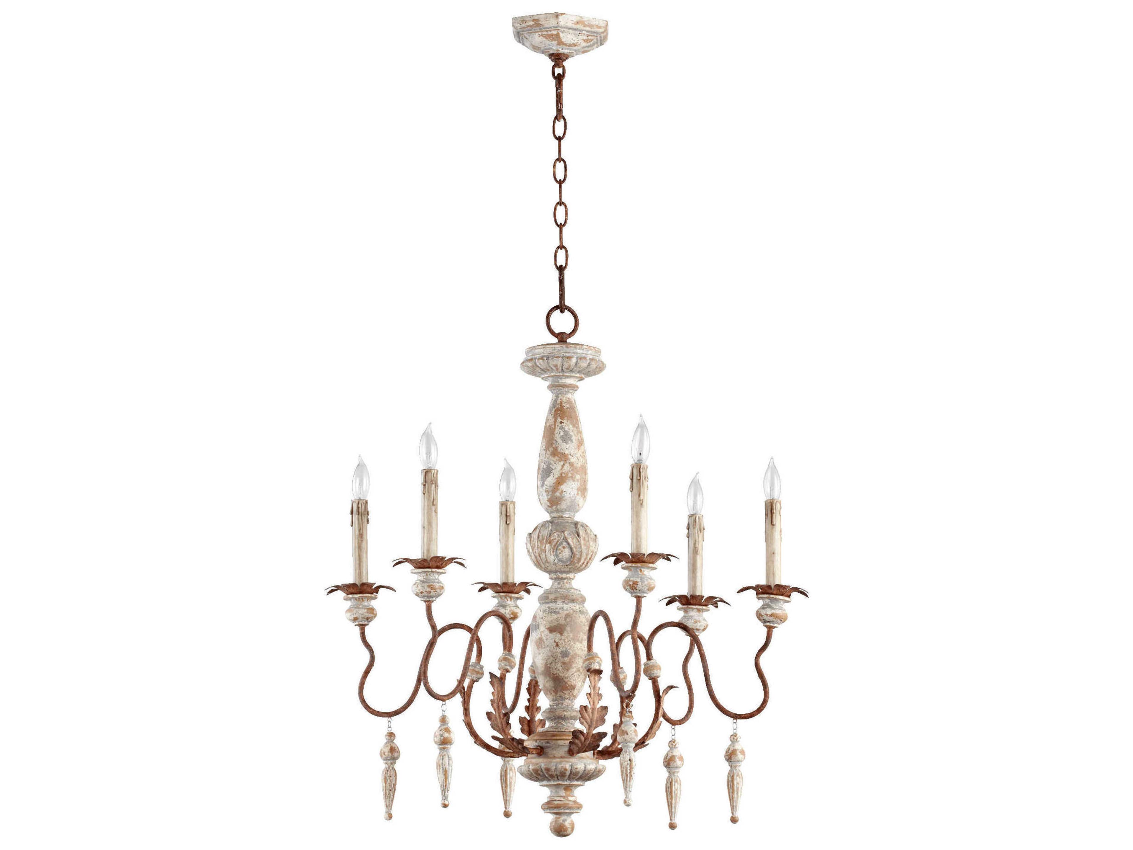 La Maison 6-Light Manchester Grey With Rust Accents Candelabra Chandelier