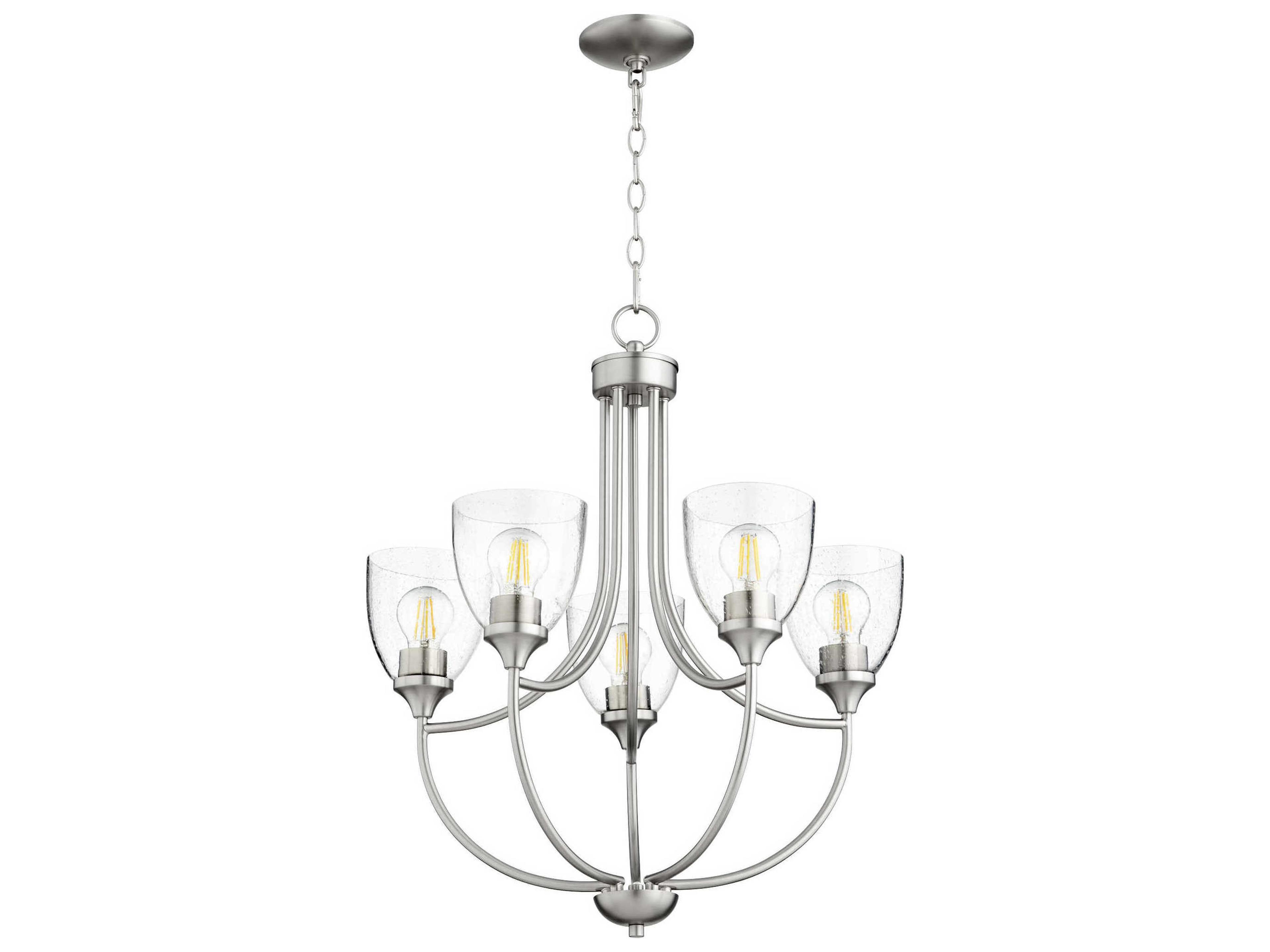 Enclave 5-Light Satin Nickel With Clear Seeded Glass Bell Chandelier