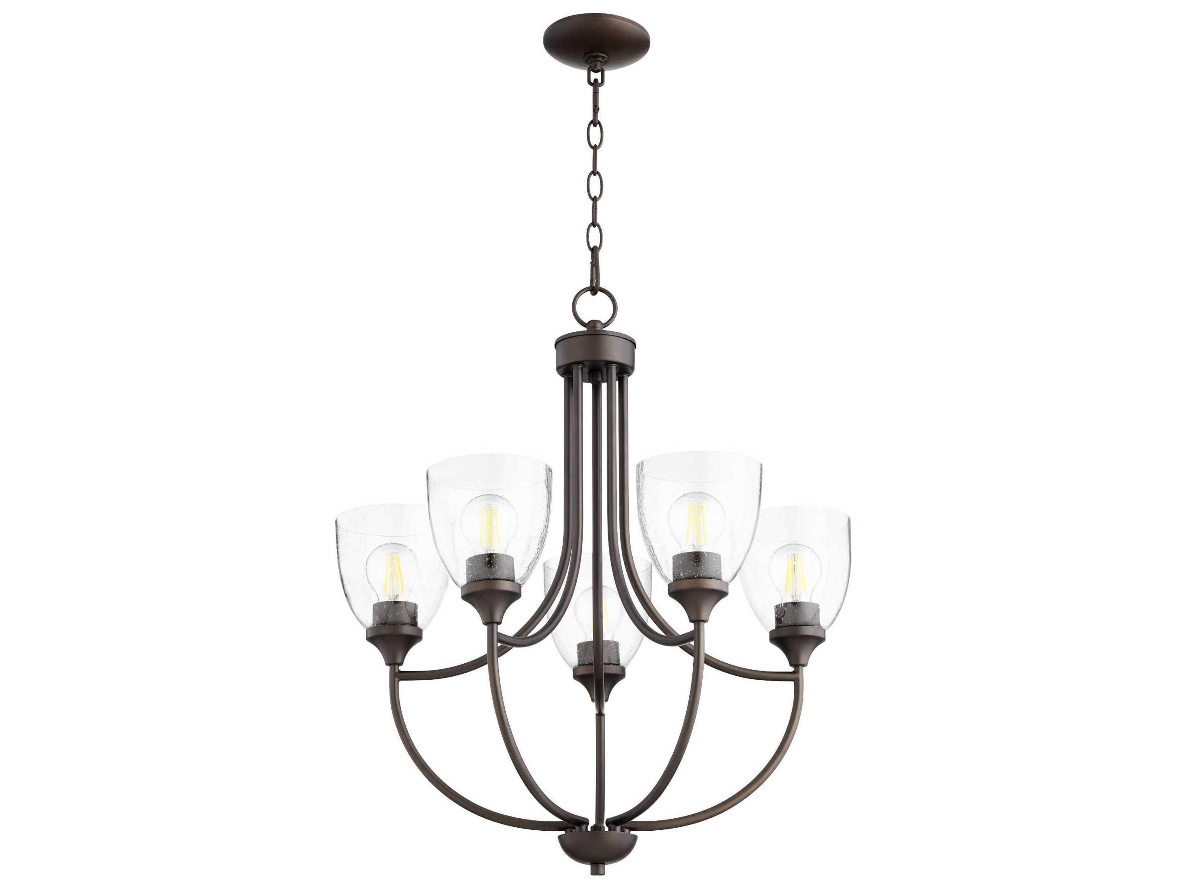 Enclave 5-Light Oiled Bronze With Clear Seeded Glass Bell Chandelier