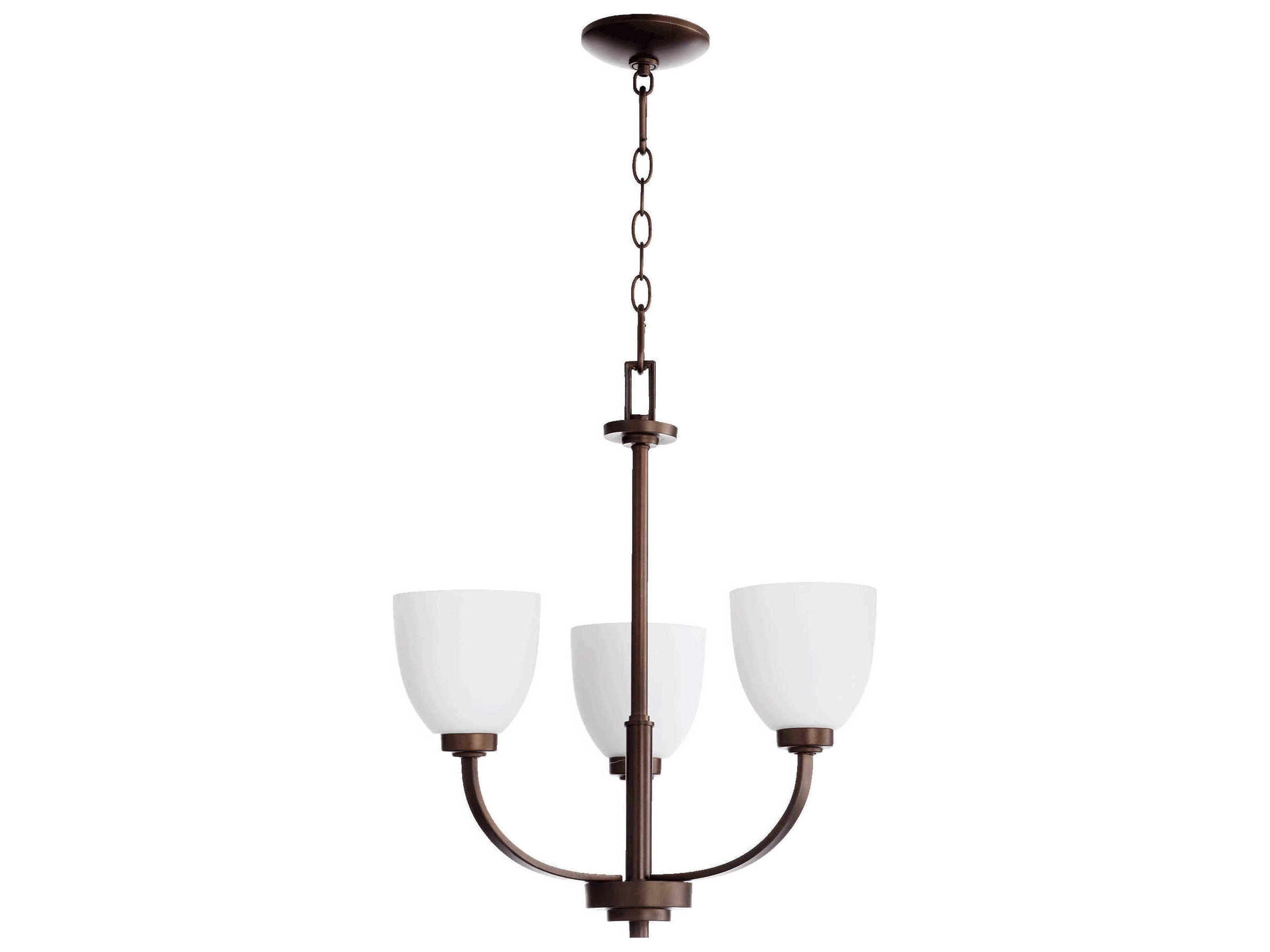 Reyes 3-Light Oiled Bronze Glass Bell Chandelier