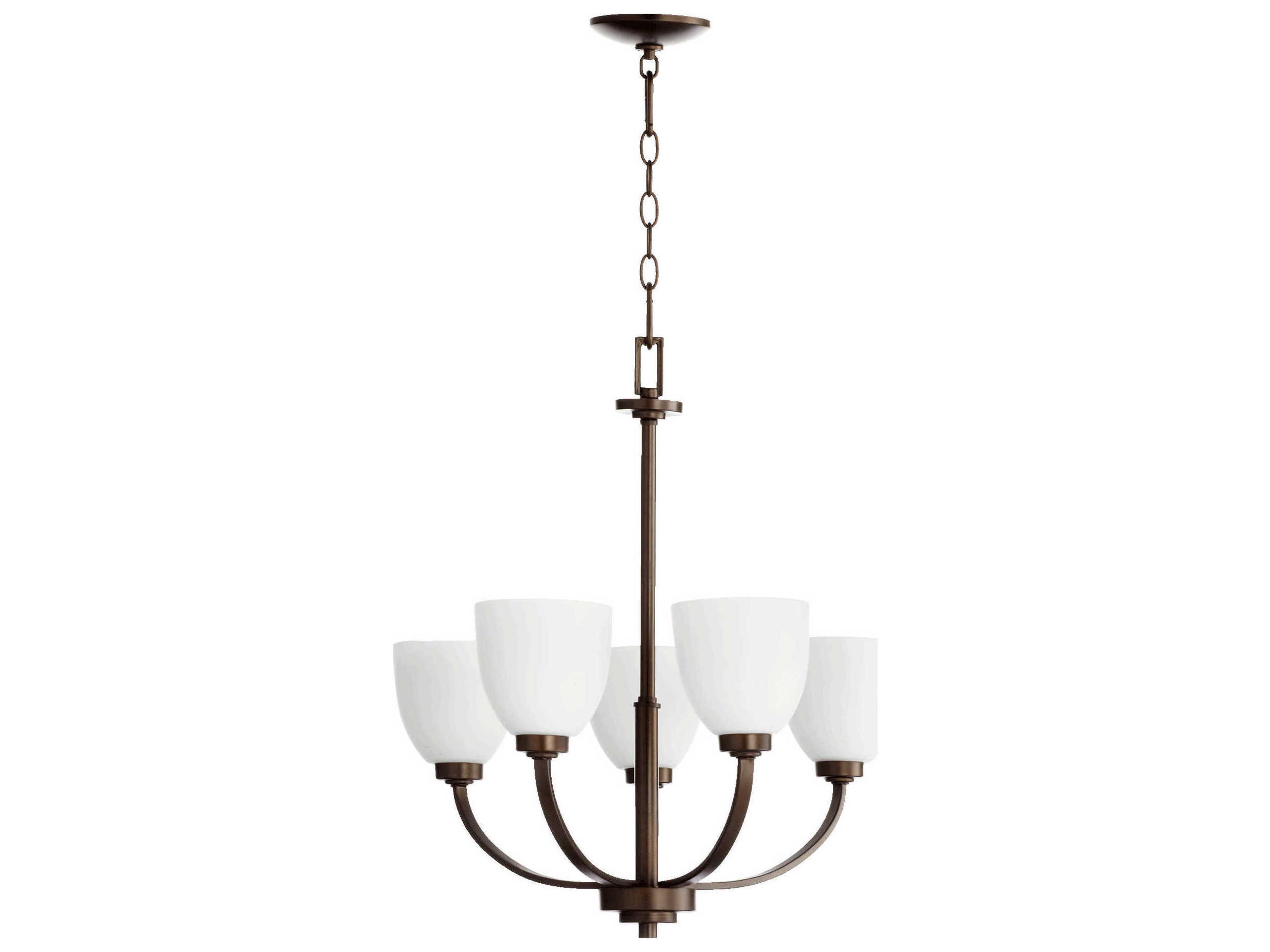 Reyes 5-Light Oiled Bronze Glass Bell Chandelier