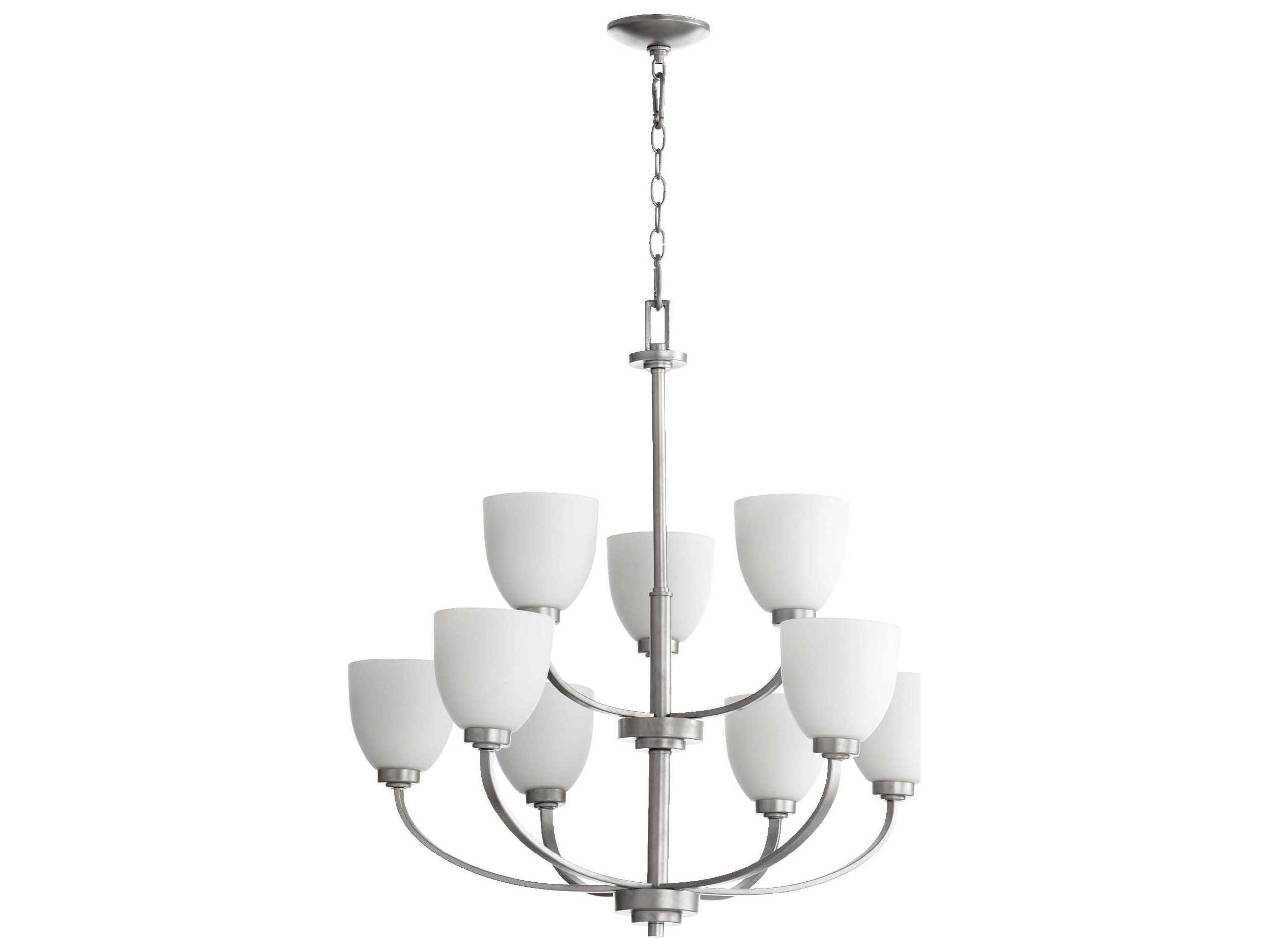 Reyes 9-Light Classic Nickel Glass Bell Tiered Chandelier