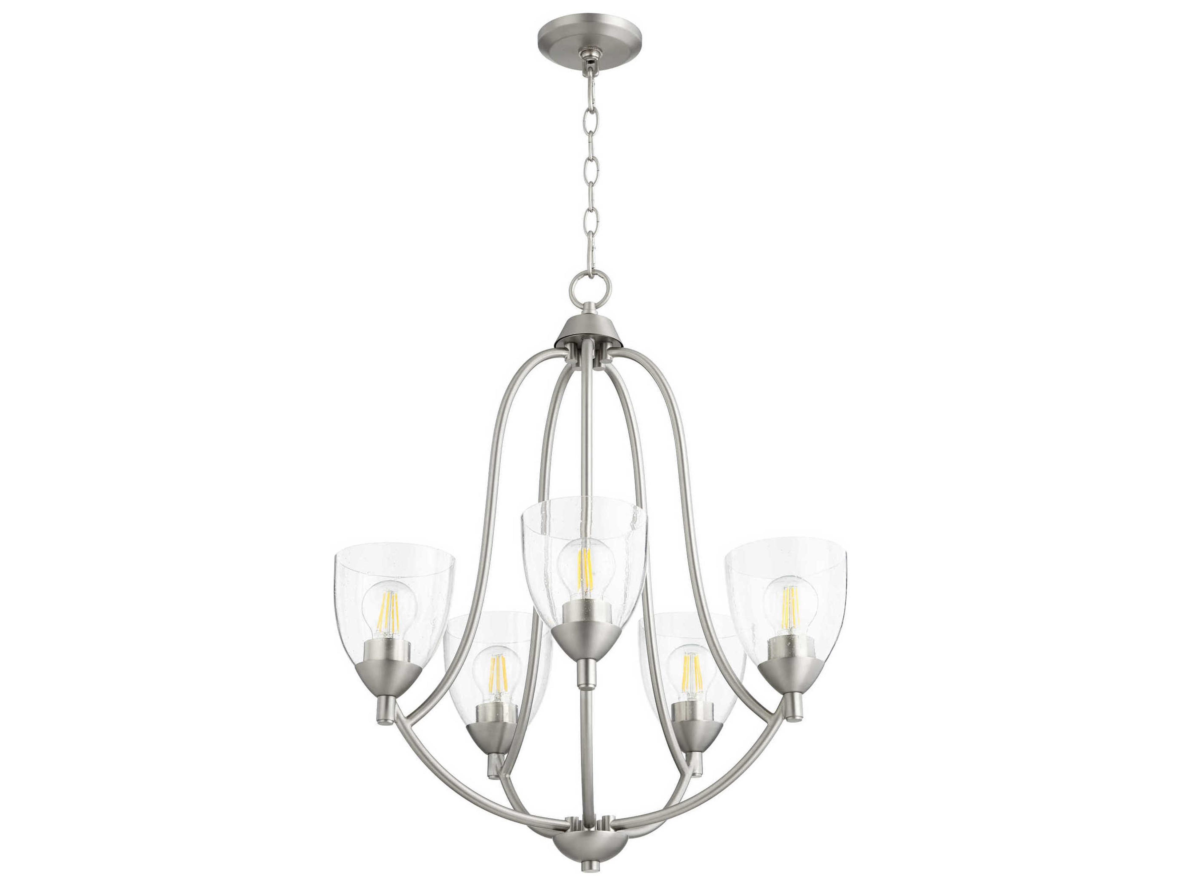 Barkley 5-Light Satin Nickel Glass Bell Chandelier