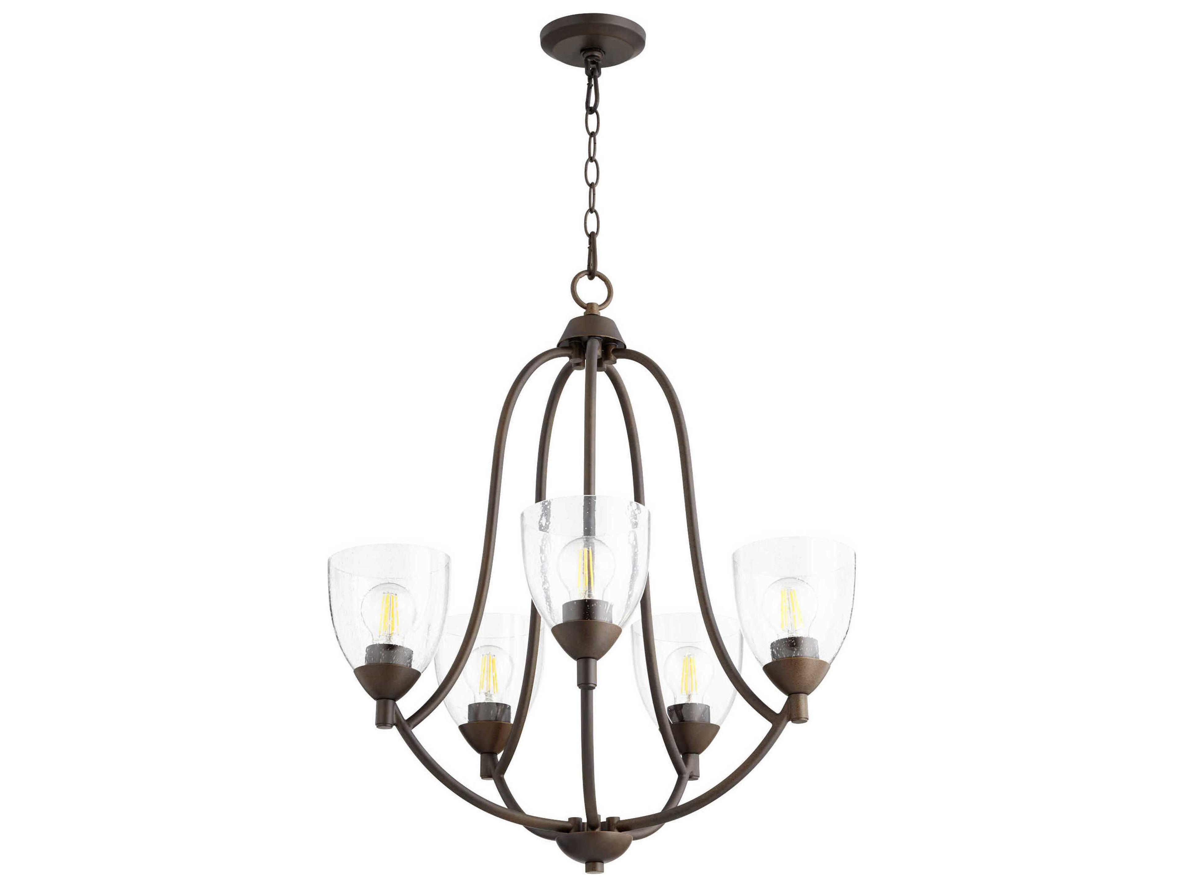 Barkley 5-Light Oiled Bronze Glass Bell Chandelier