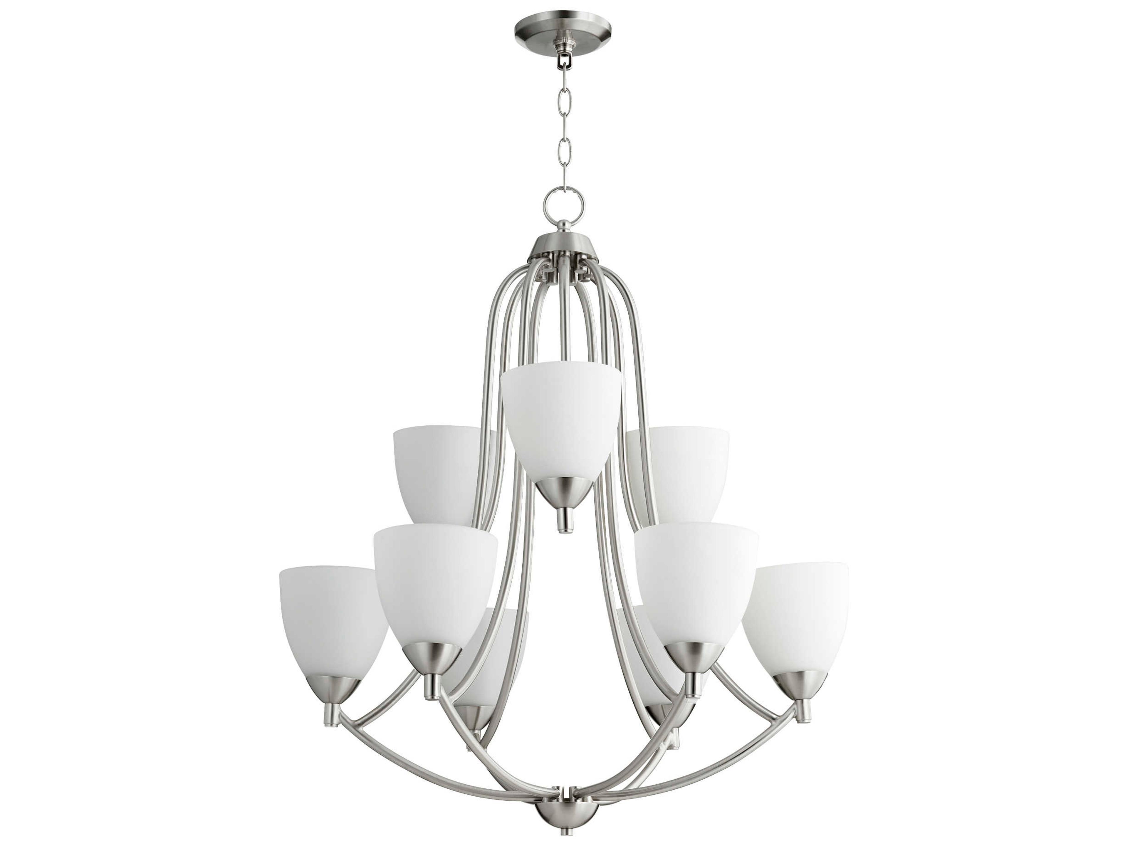 Barkley 9-Light Satin Nickel Glass Bell Tiered Chandelier