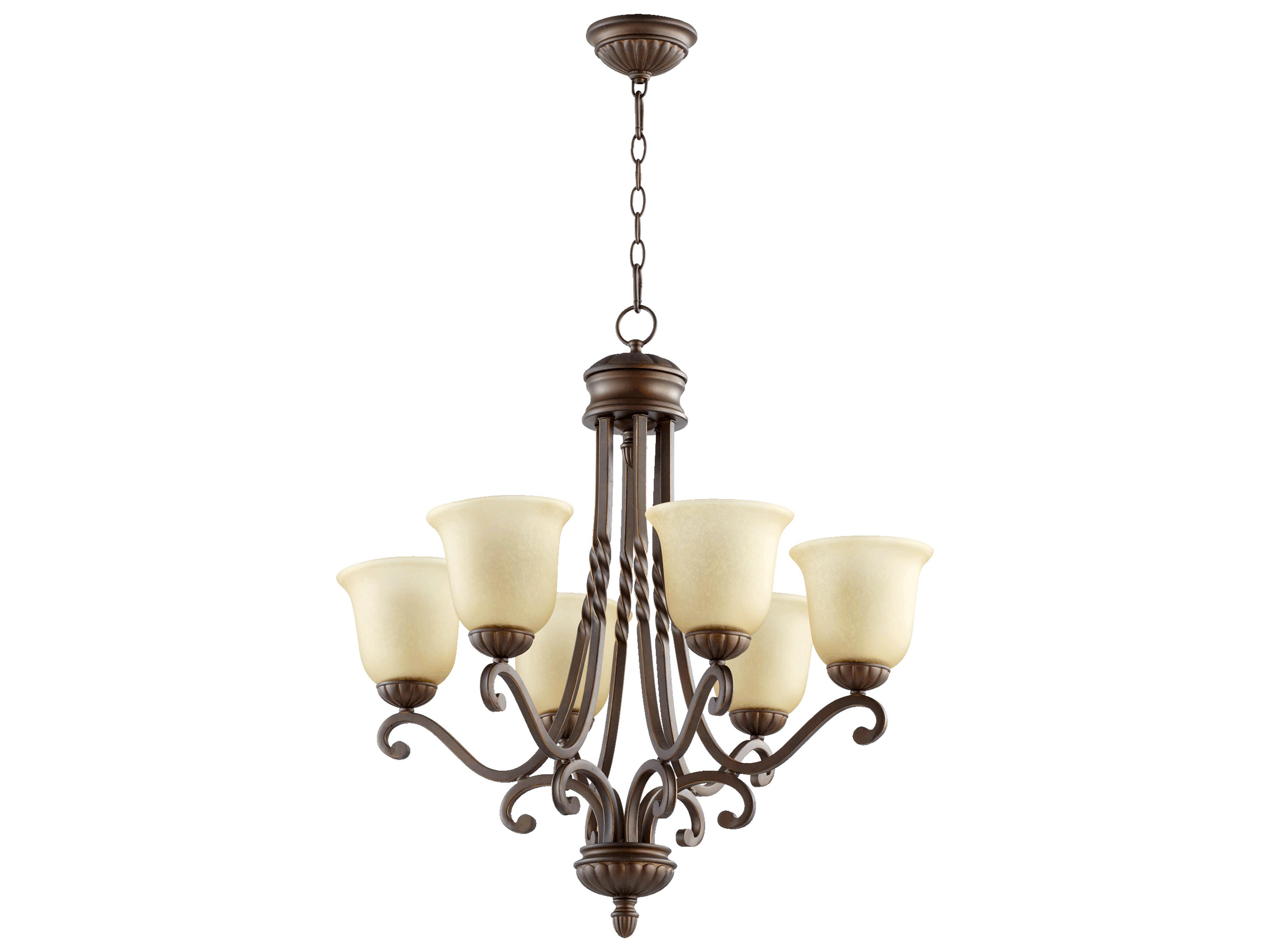 Tribeca 6-Light Oiled Bronze Glass Candelabra Chandelier