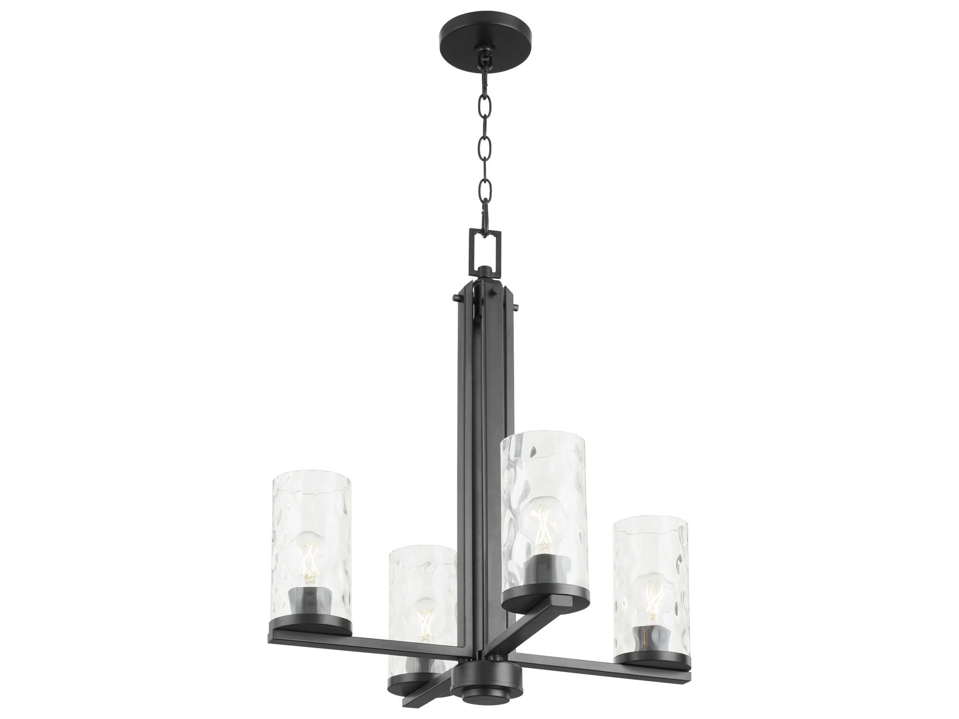 Quorum Steinway 4-Light Matte Black Glass Cylinder Chandelier