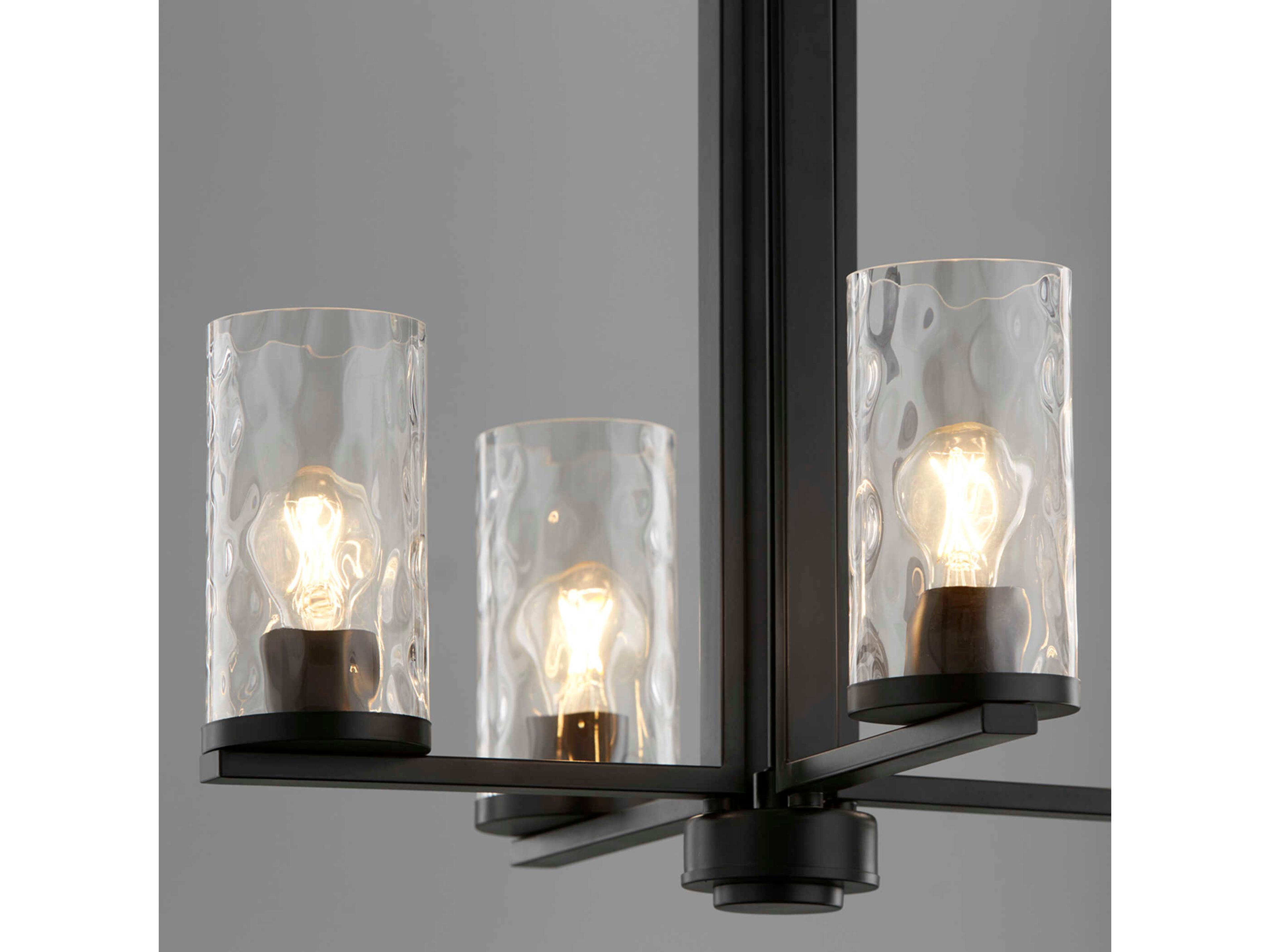 Quorum Steinway 4-Light Matte Black Glass Cylinder Chandelier
