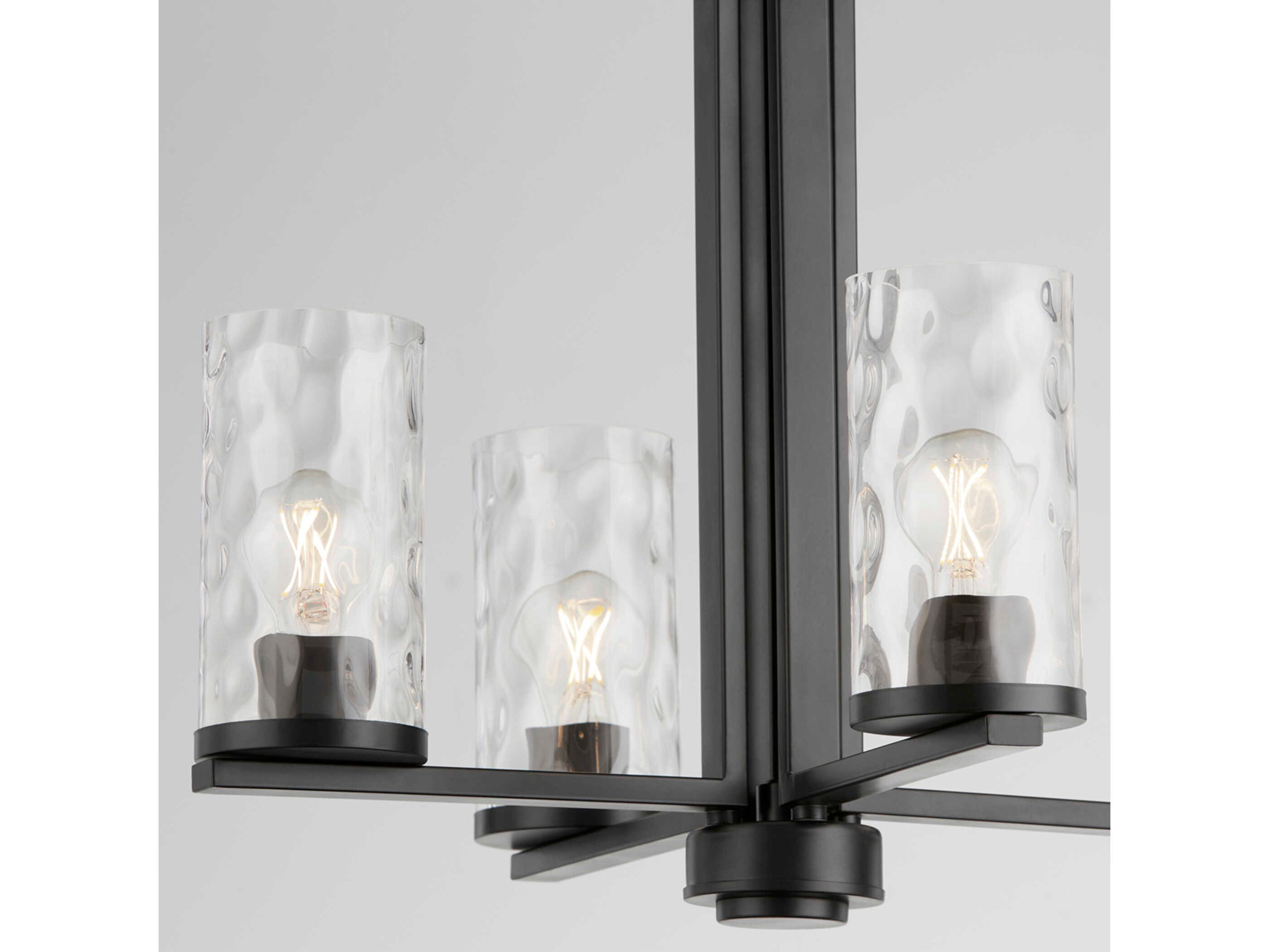 Quorum Steinway 4-Light Matte Black Glass Cylinder Chandelier