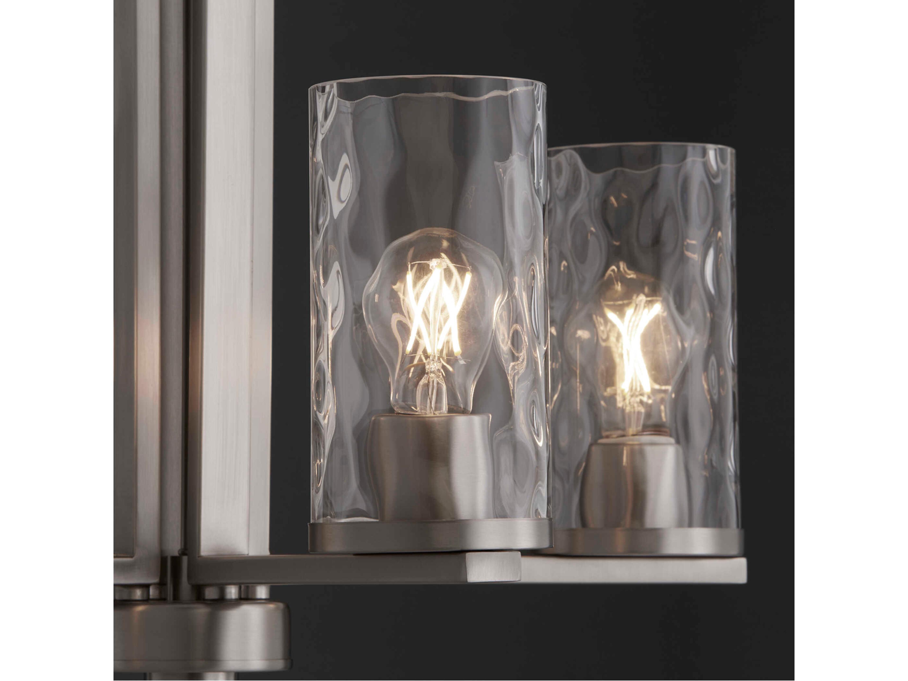 Quorum Steinway 4-Light Satin Nickel Glass Cylinder Chandelier