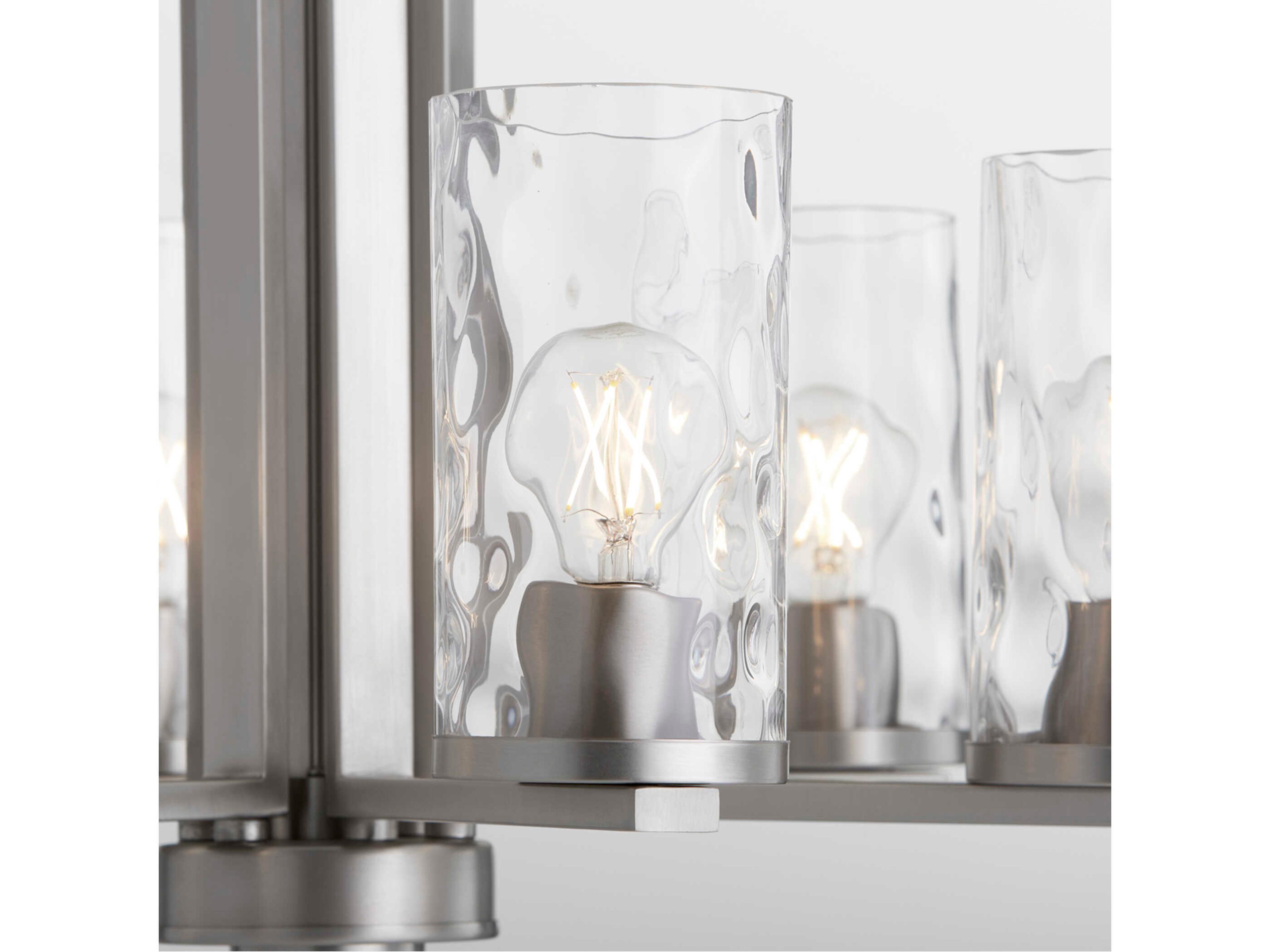 Quorum Steinway 6-Light Satin Nickel Glass Cylinder Chandelier