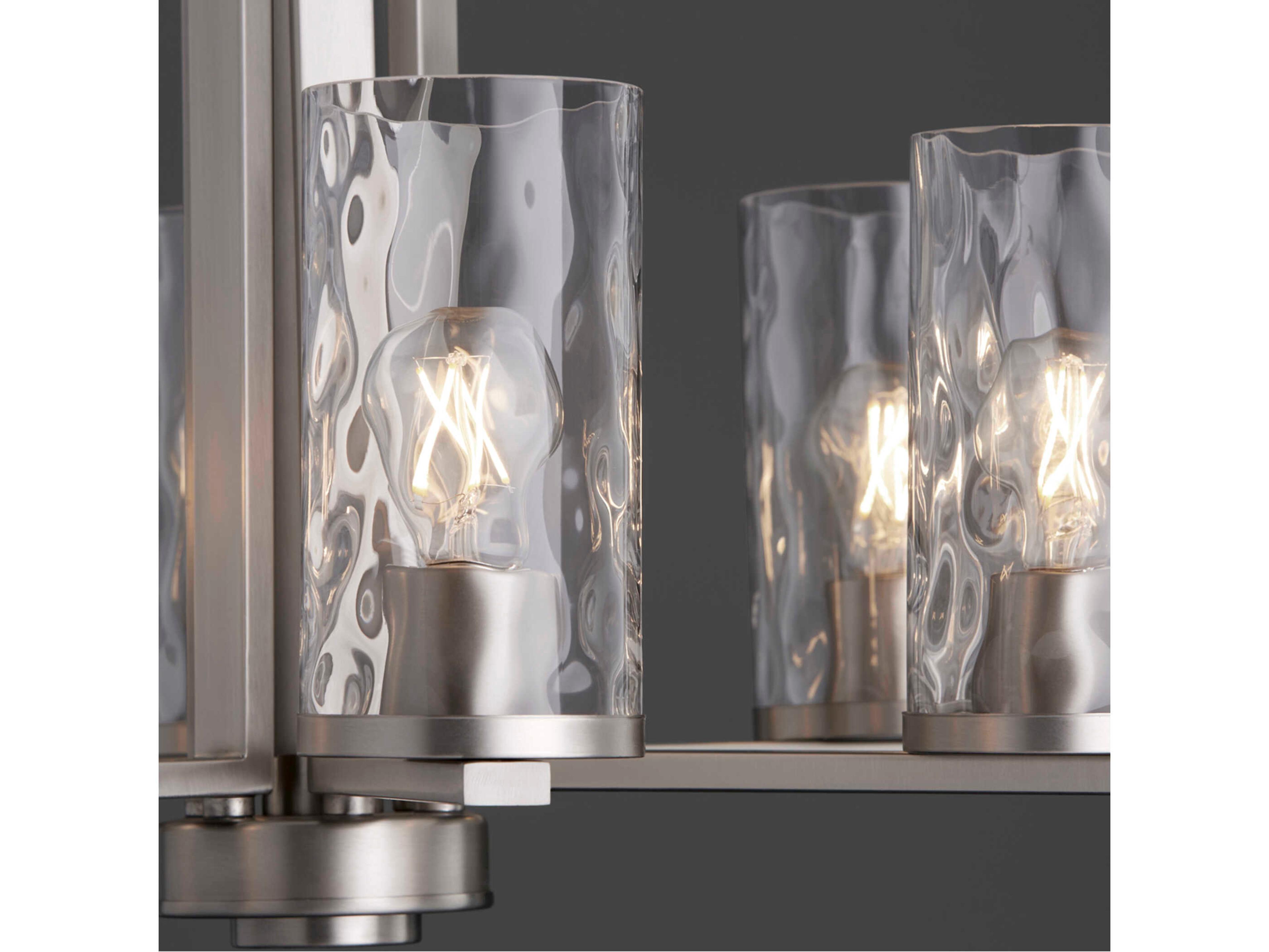 Quorum Steinway 6-Light Satin Nickel Glass Cylinder Chandelier