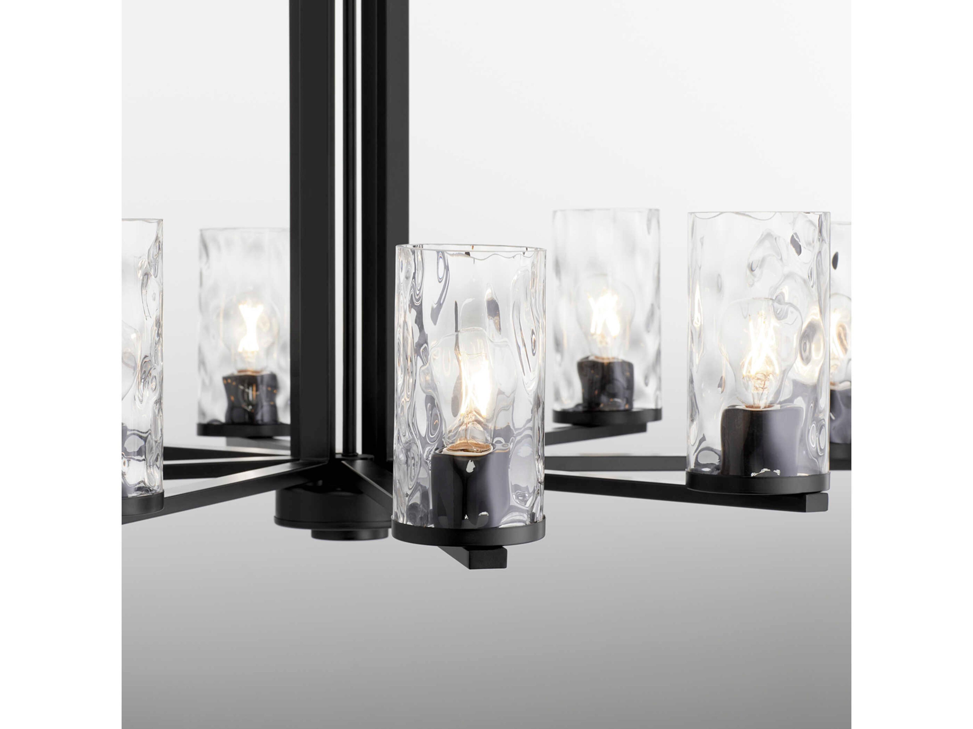 Quorum Steinway 8-Light Matte Black Glass Cylinder Chandelier