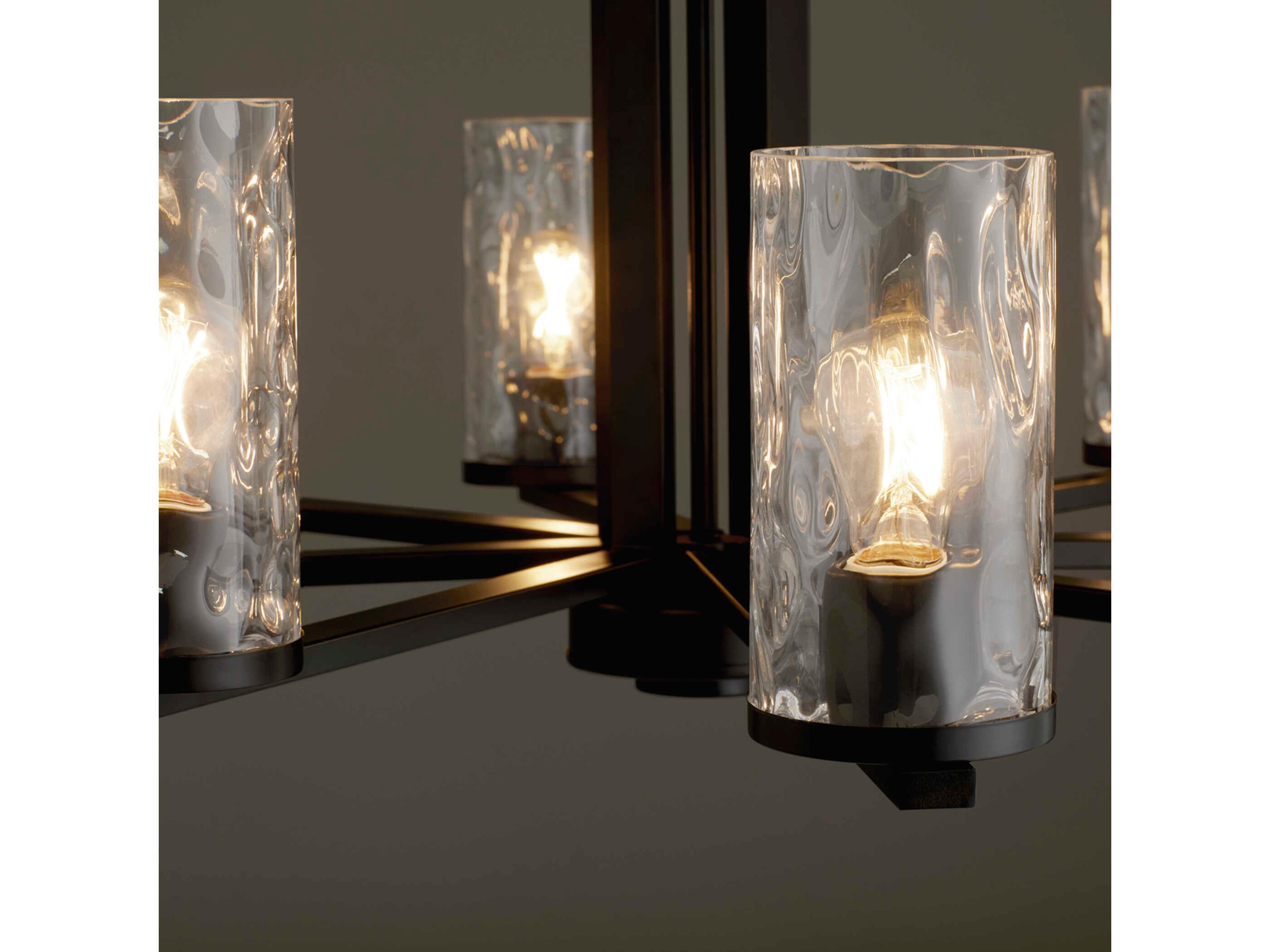 Quorum Steinway 8-Light Matte Black Glass Cylinder Chandelier