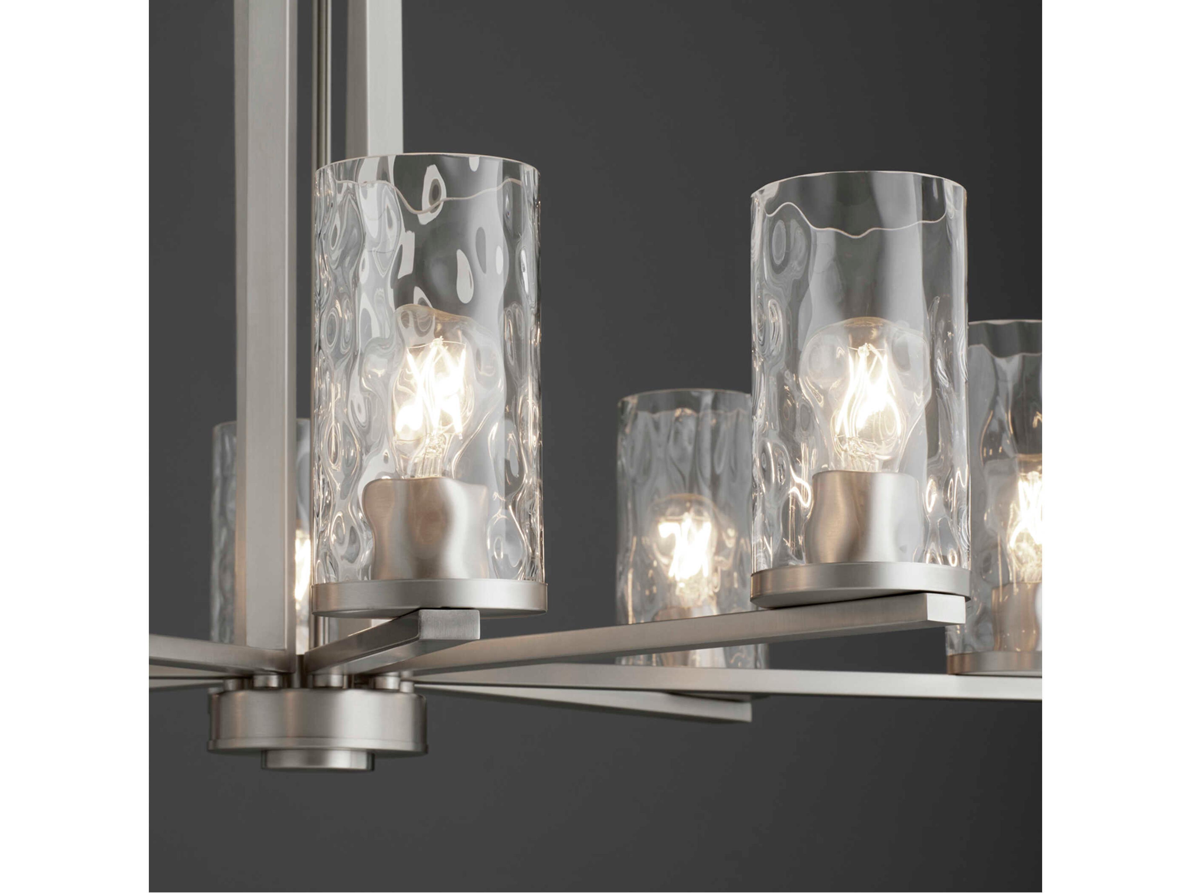Quorum Steinway 8-Light Satin Nickel Glass Cylinder Chandelier