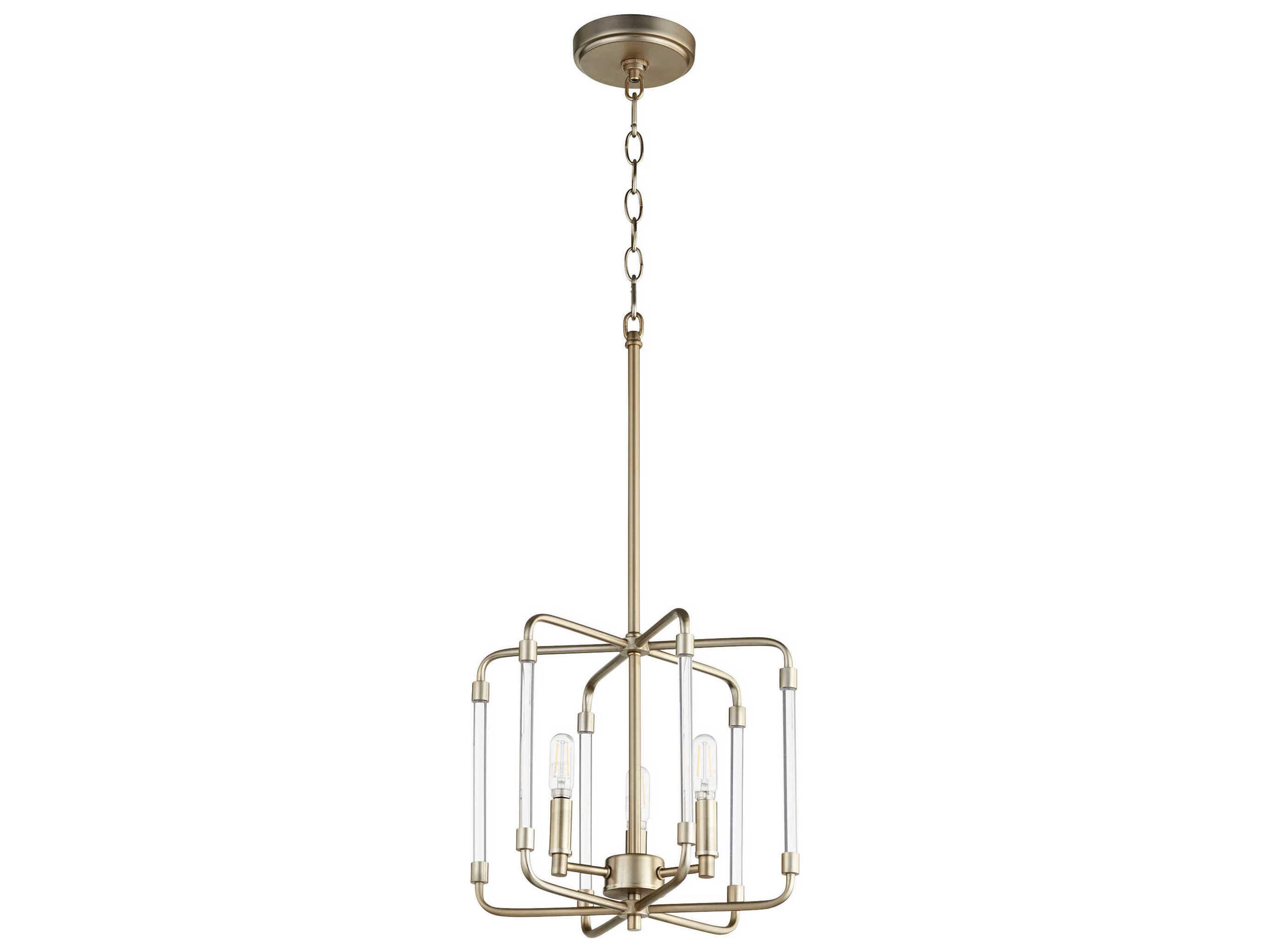 Optic 3-Light Aged Brass Candelabra Geometric Chandelier