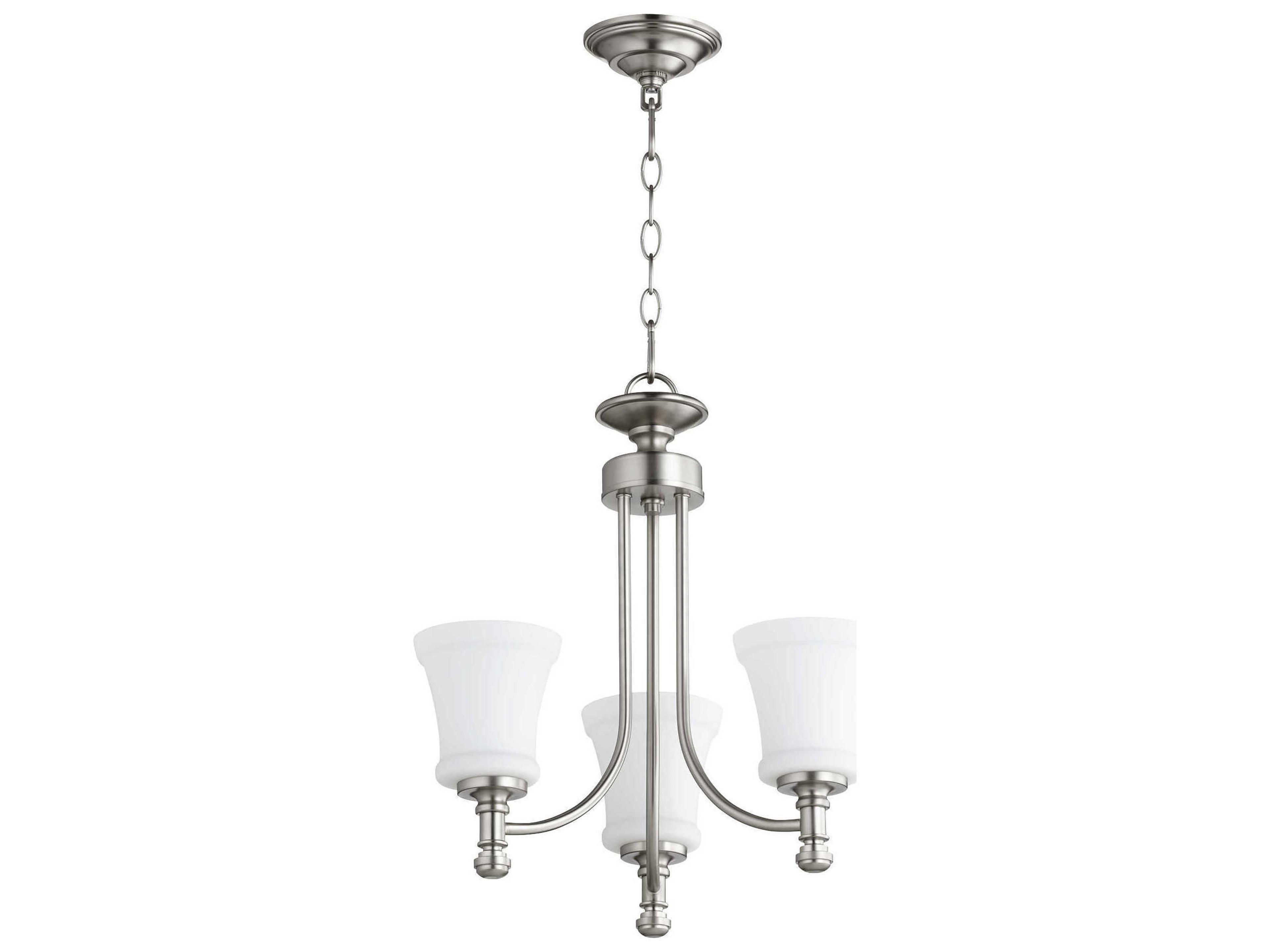 Rossington 3-Light Satin Nickel Glass Chandelier