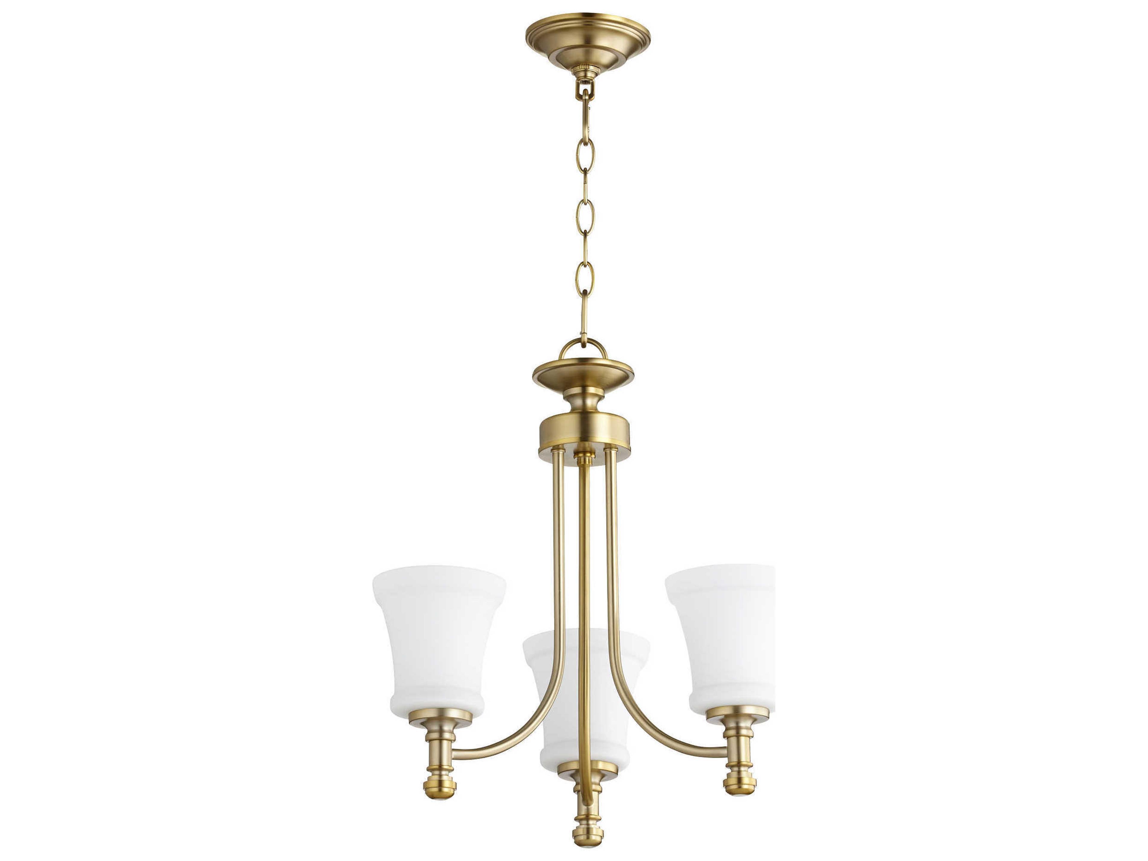 Rossington 3-Light Aged Brass Glass Chandelier