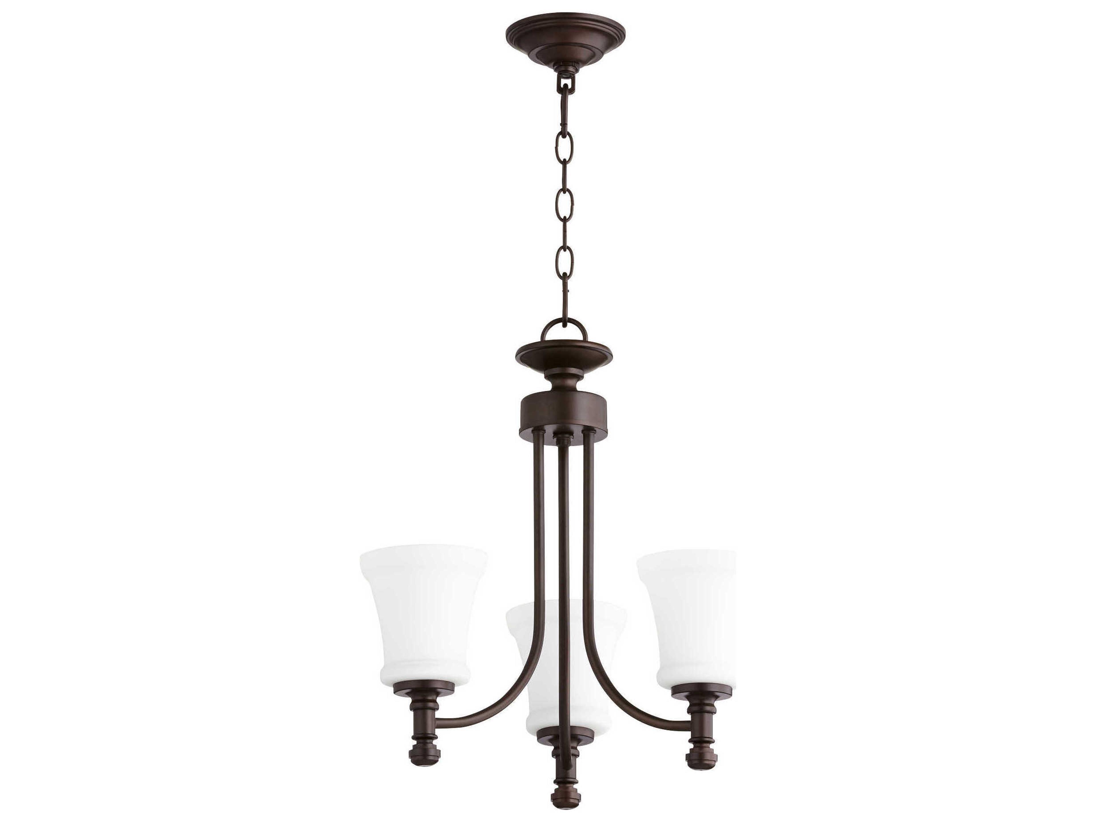 Rossington 3-Light Oiled Bronze Glass Chandelier