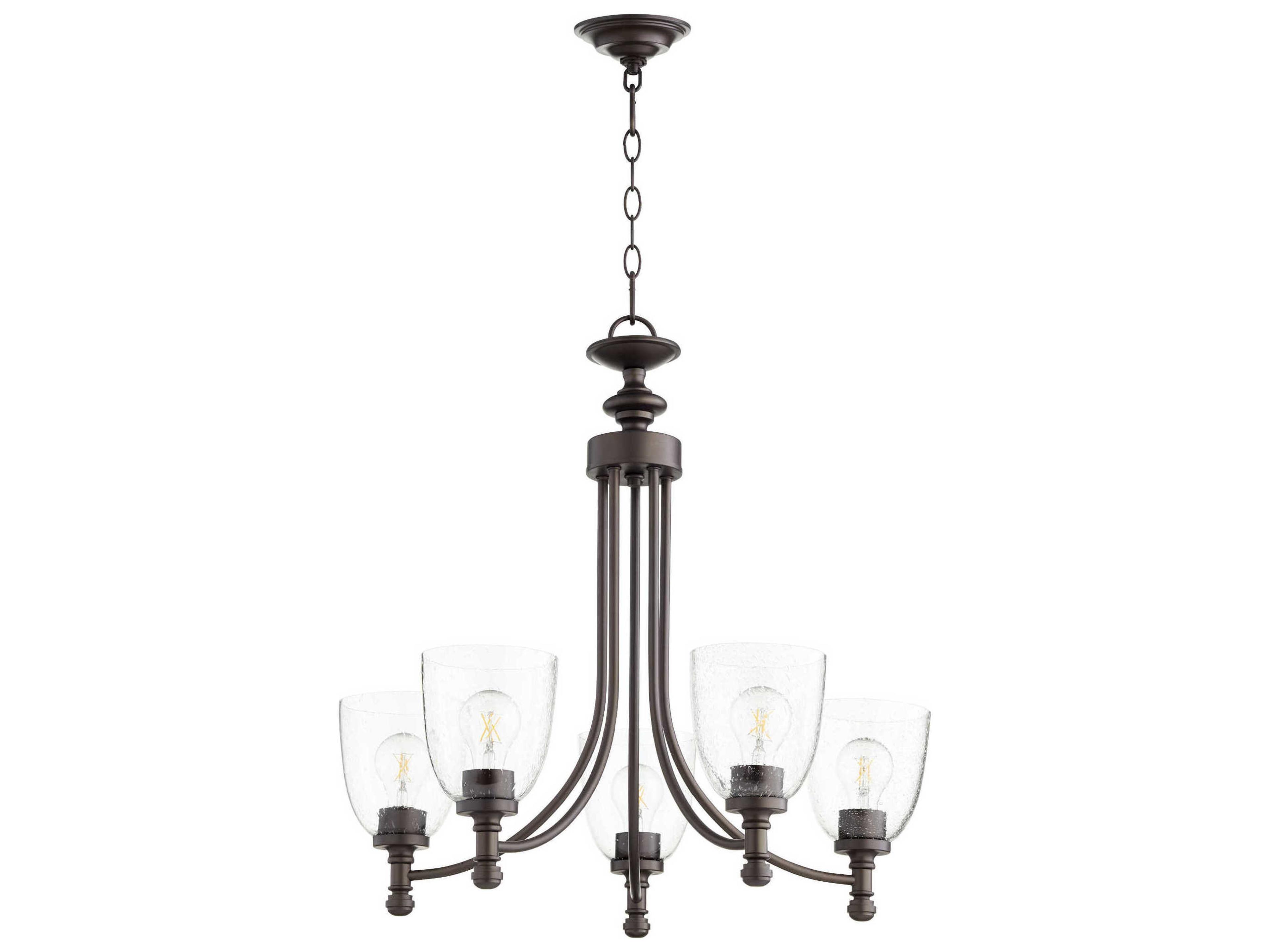 Rossington 5-Light Oiled Bronze With Clear Seeded Glass Bell Chandelier