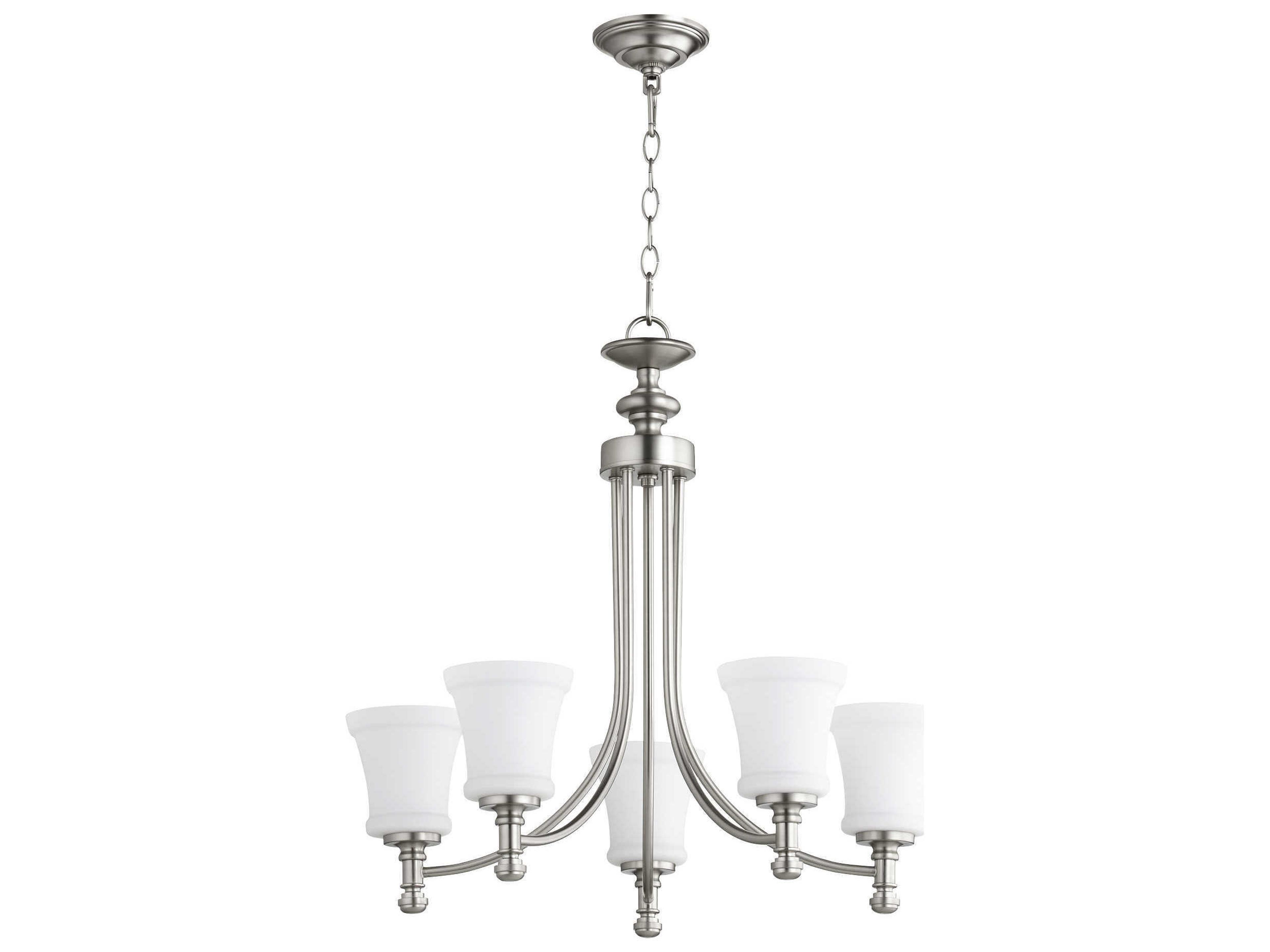 Rossington 5-Light Satin Nickel White Glass Chandelier