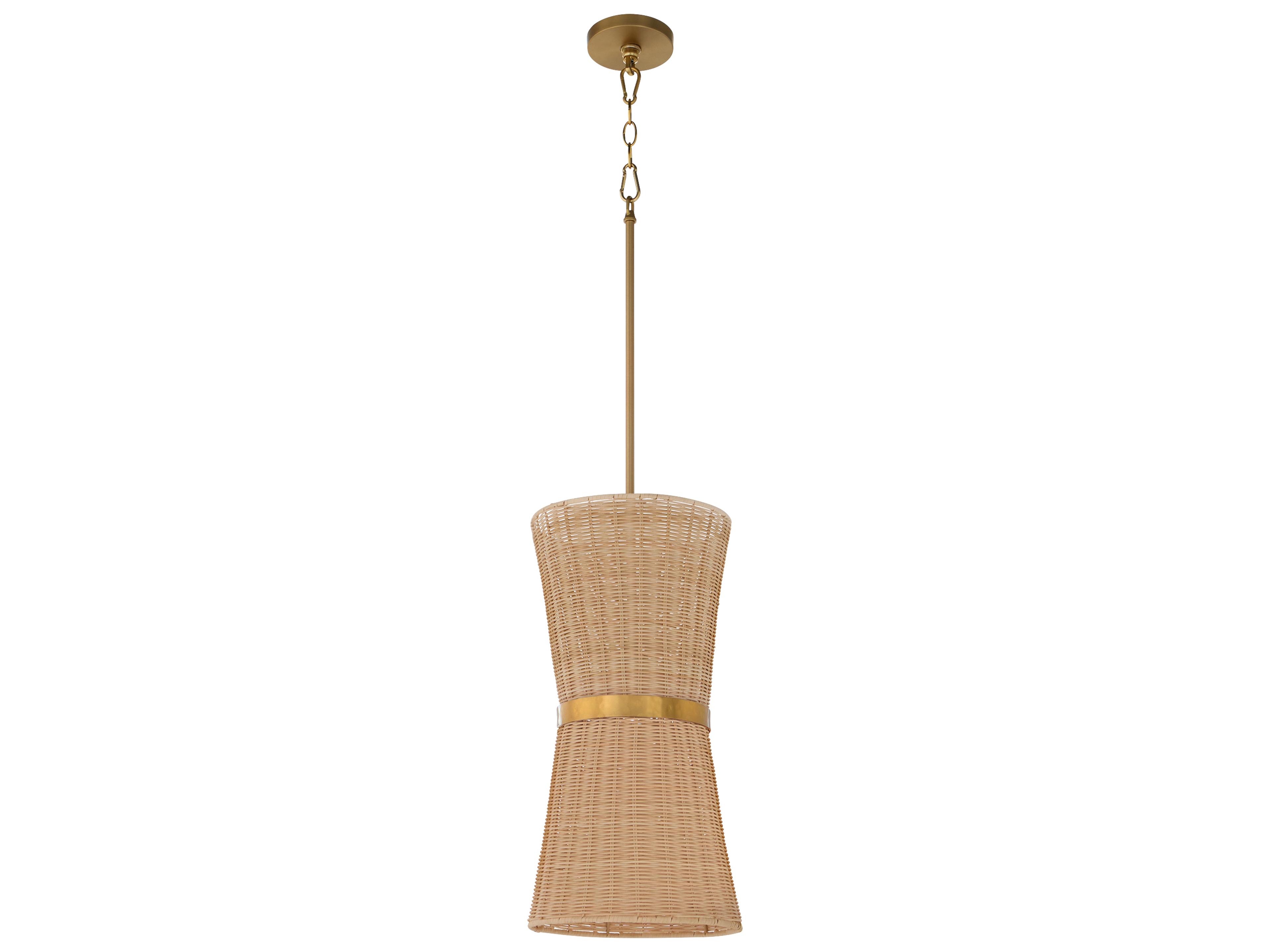 Fairview 2-Light Brushed Brass Wood Cylinder Mini Pendant