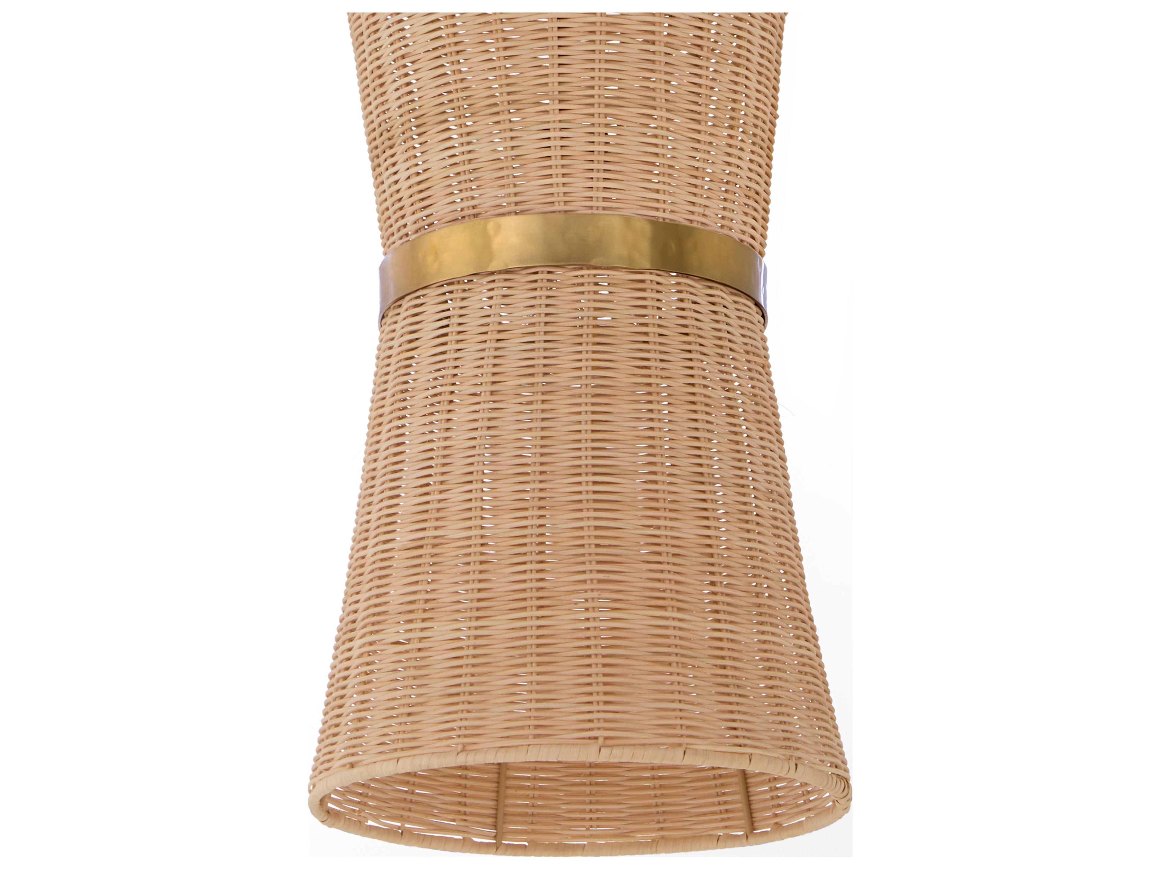 Quorum Fairview 2-Light Brushed Brass Wood Cylinder Mini Pendant