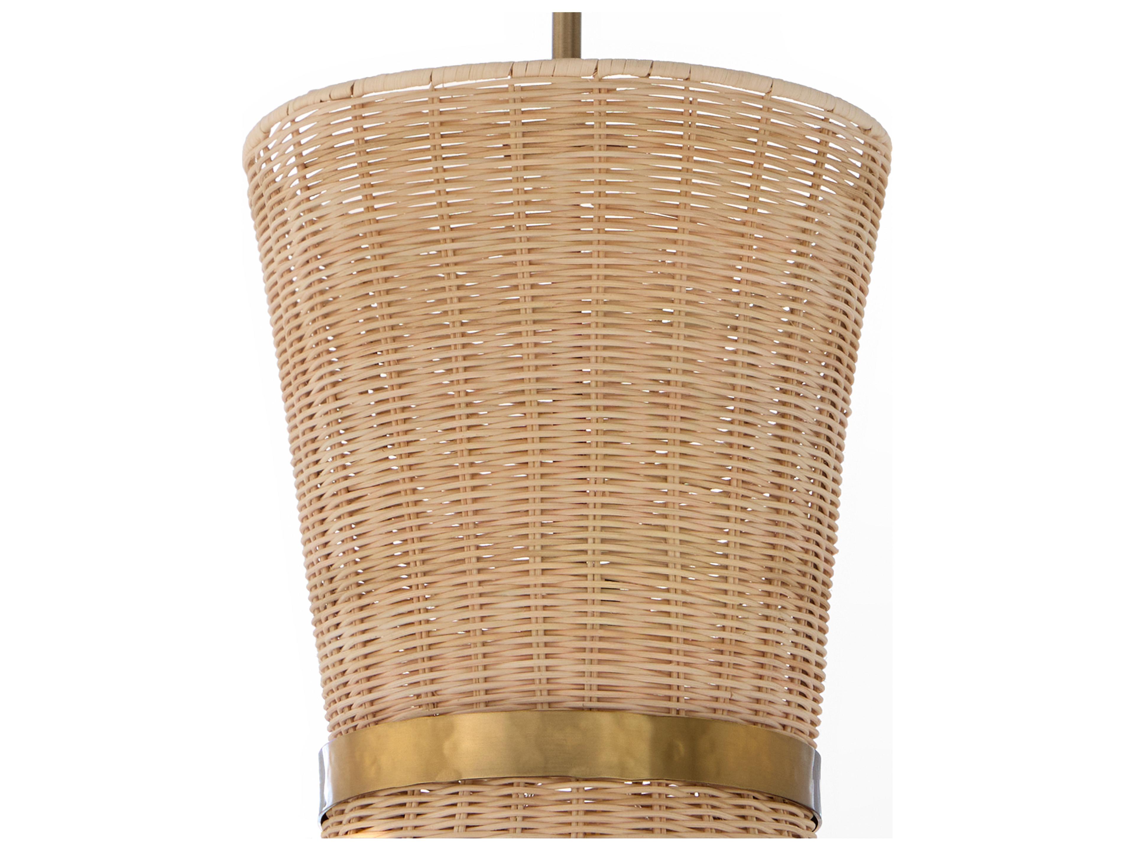 Quorum Fairview 2-Light Brushed Brass Wood Cylinder Mini Pendant