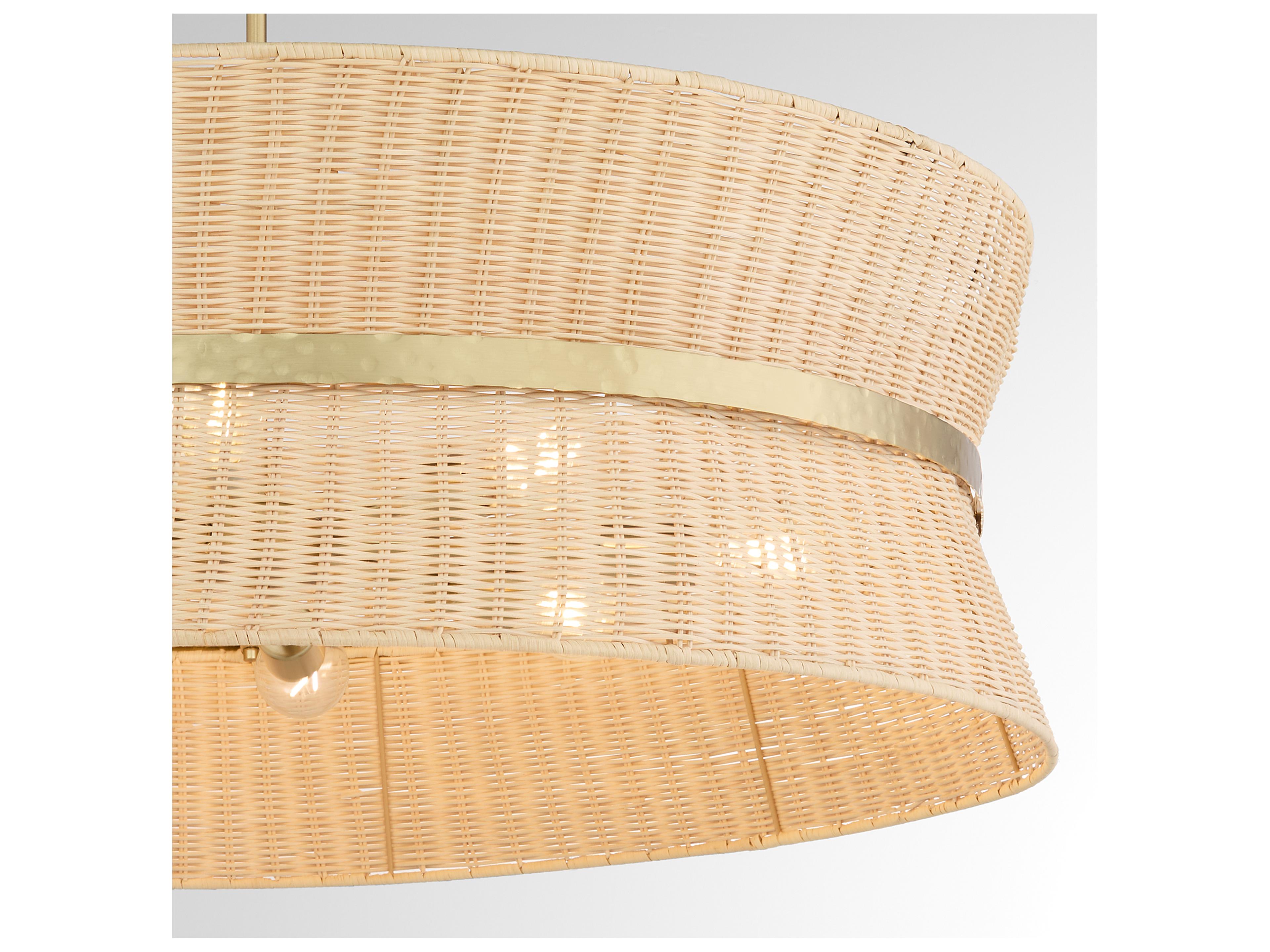 Quorum Fairview 8-Light Brushed Brass Wood Drum Pendant