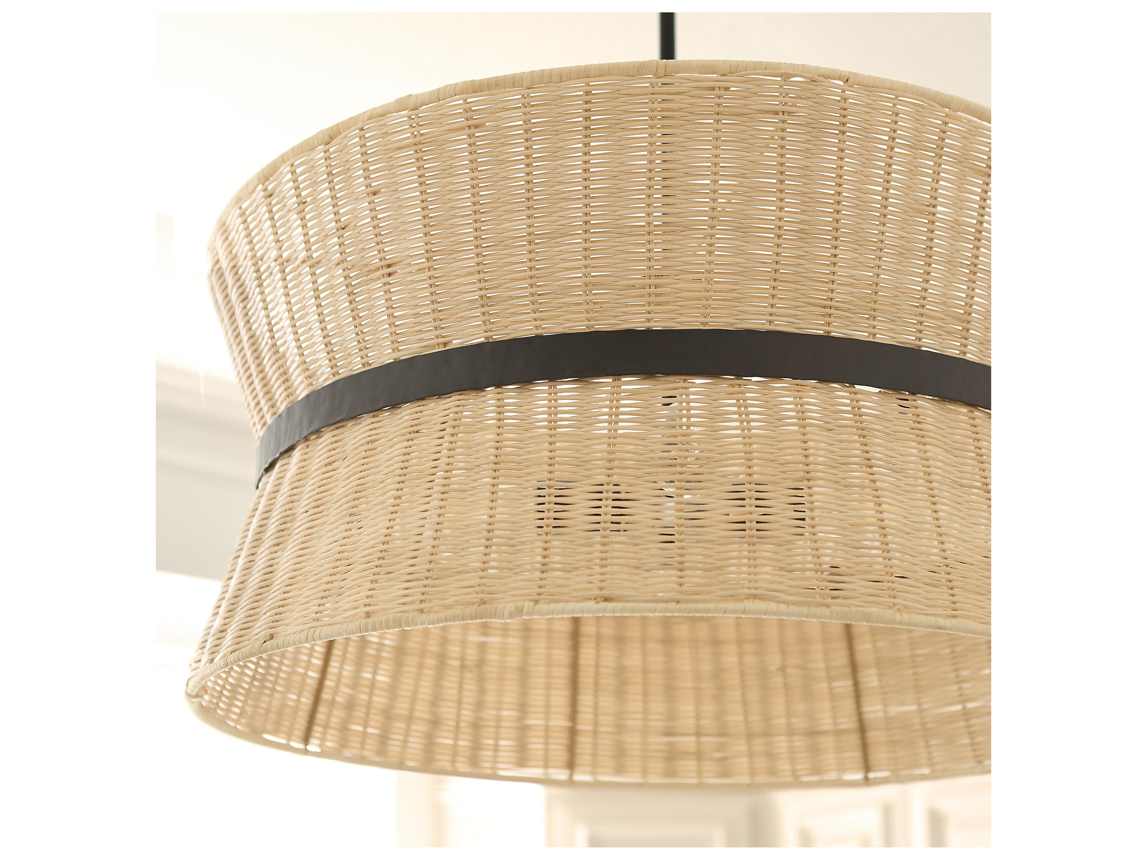 Quorum Fairview 8-Light Matte Black Wood Drum Pendant