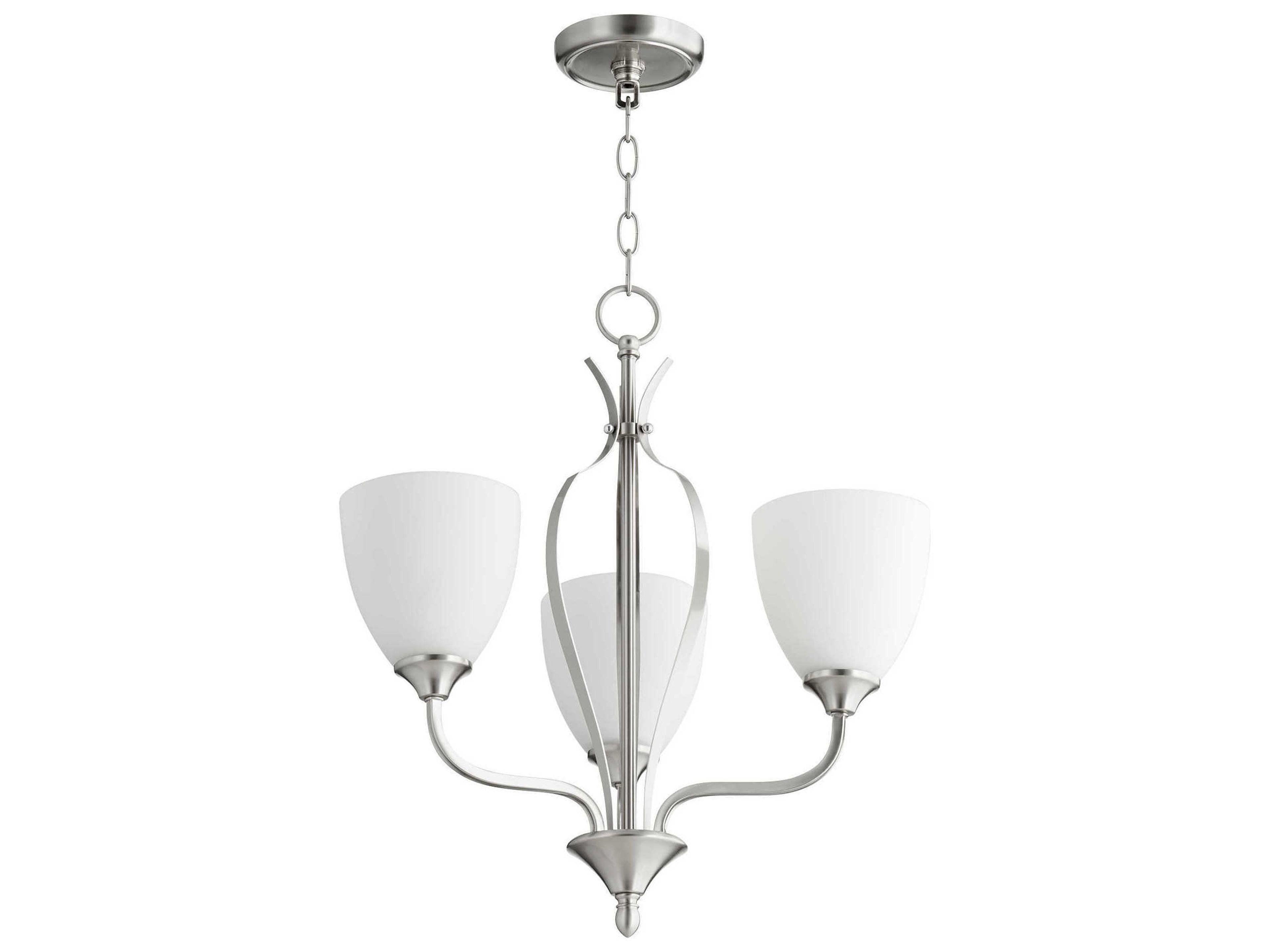 Jardin 3-Light Satin Nickel Glass Bell Chandelier