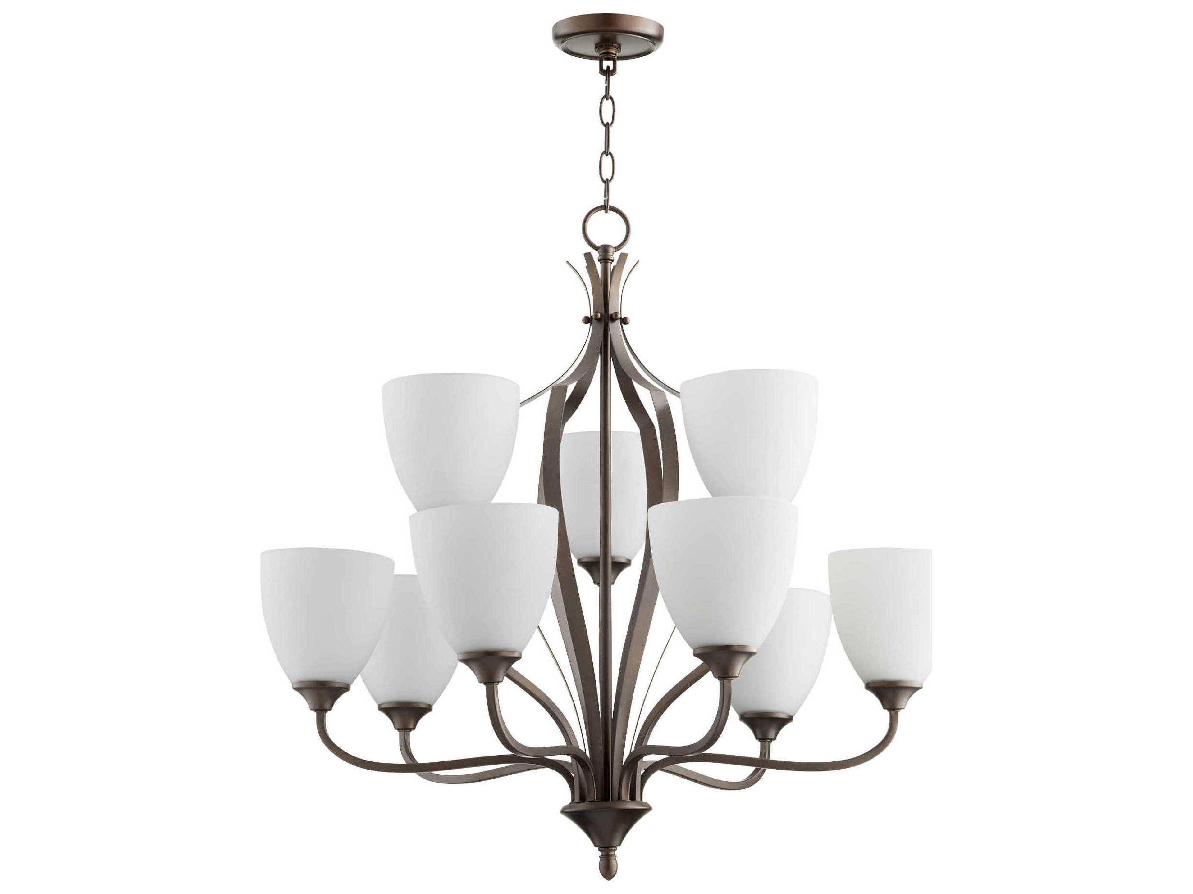 Jardin 9-Light Oiled Bronze Glass Bell Chandelier