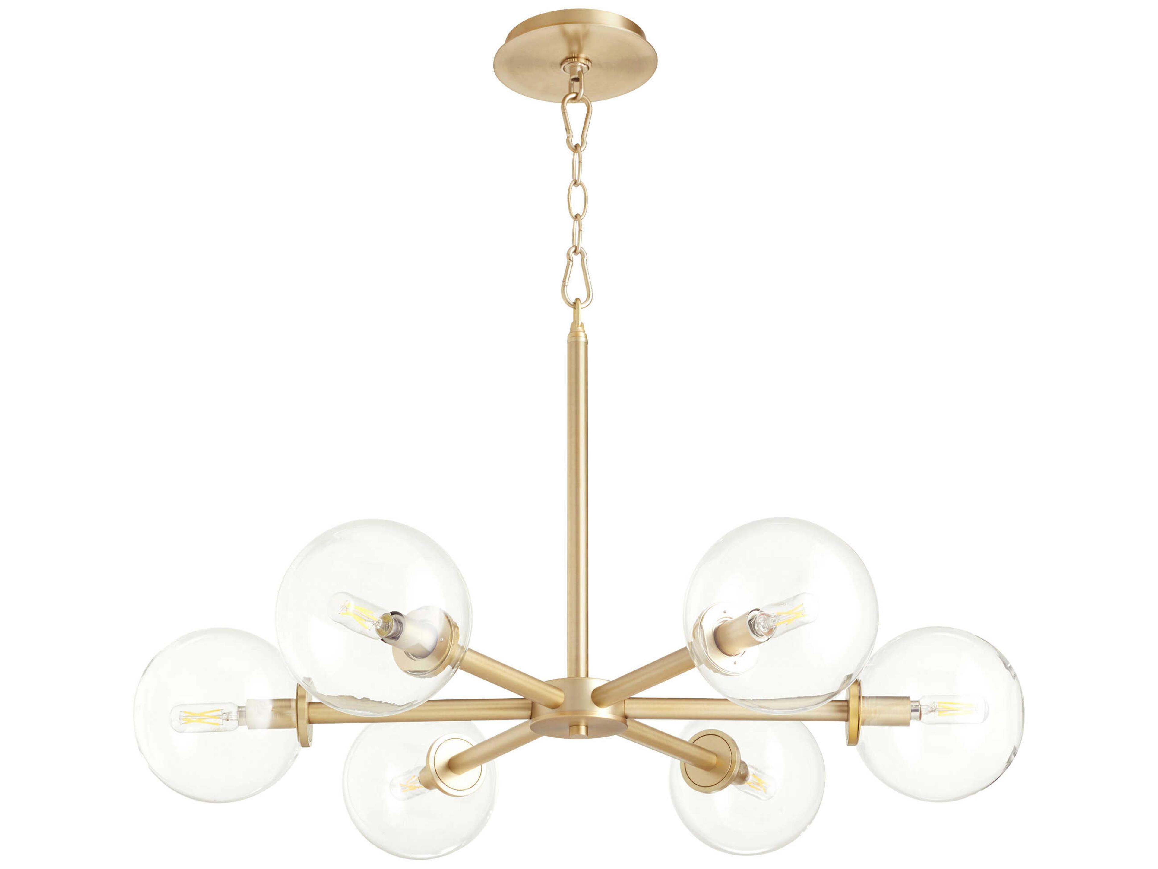 Rovi 6-Light Aged Brass Glass Candelabra Globe Chandelier