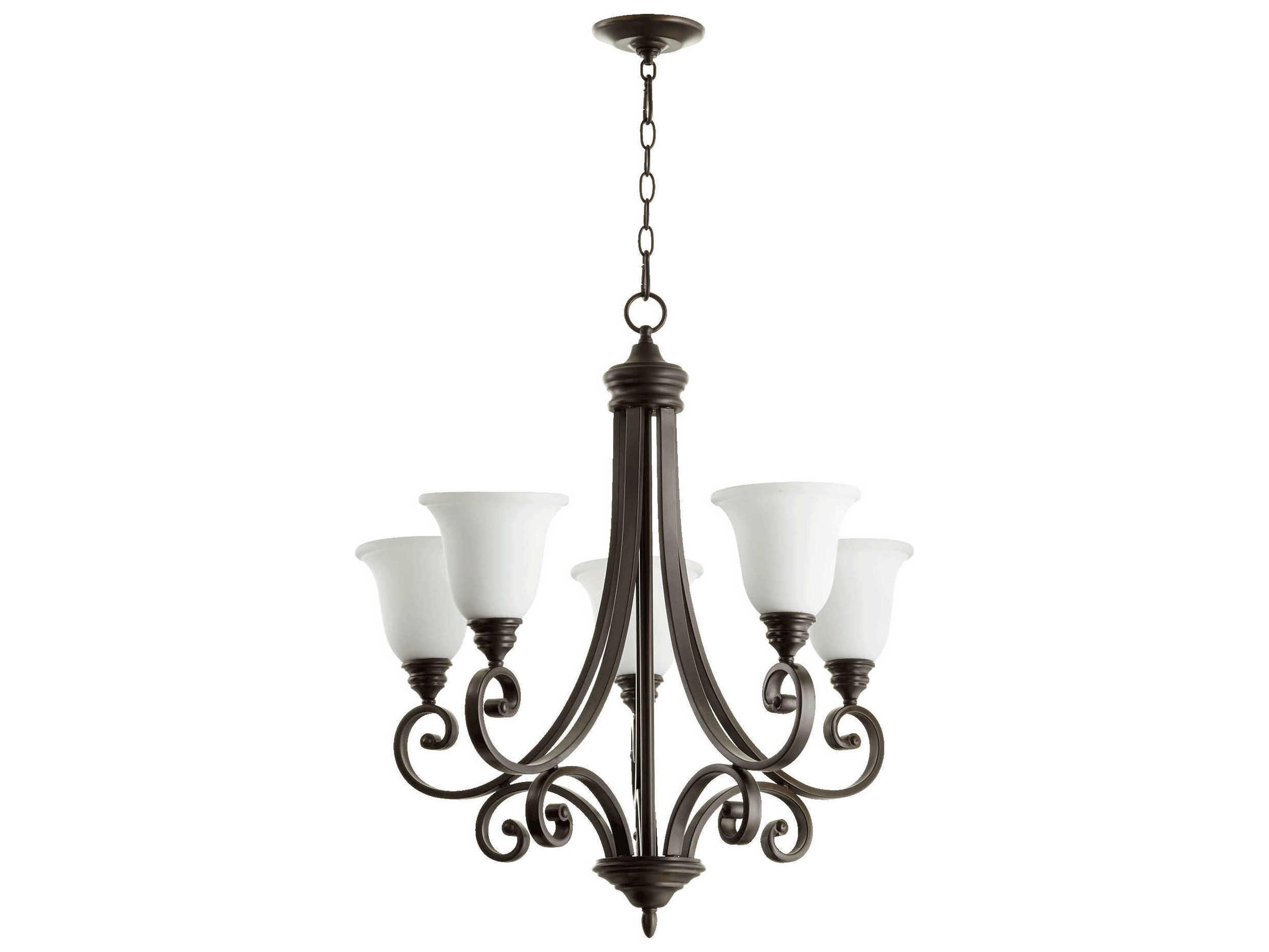Bryant 5-Light Oiled Bronze With Satin Opal Glass Bell Chandelier
