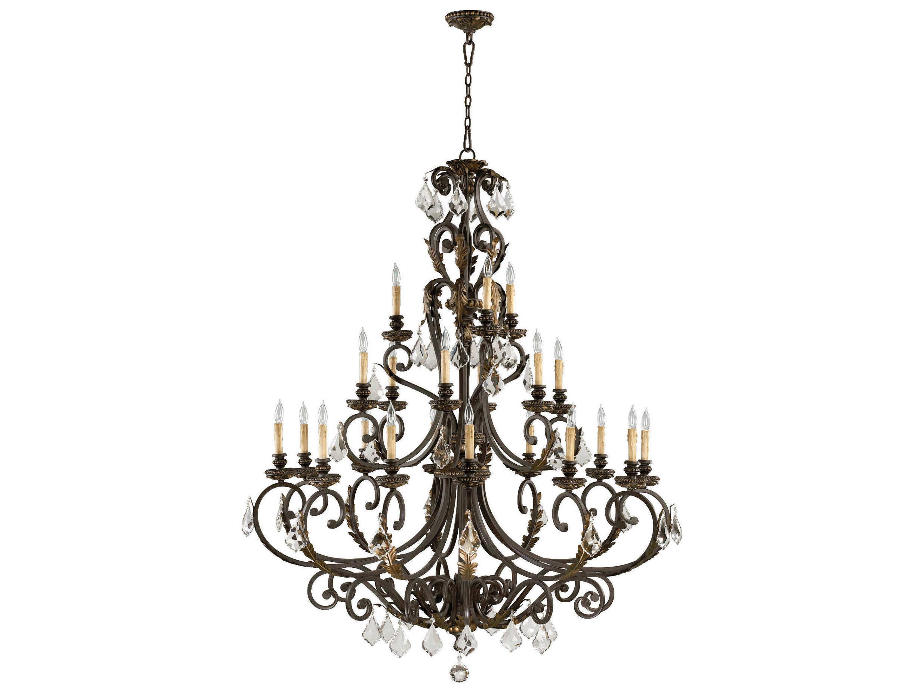Rio Salado 21-Light Toasted Sienna With Mystic Silver Brown Crystal Candelabra Tiered Chandelier