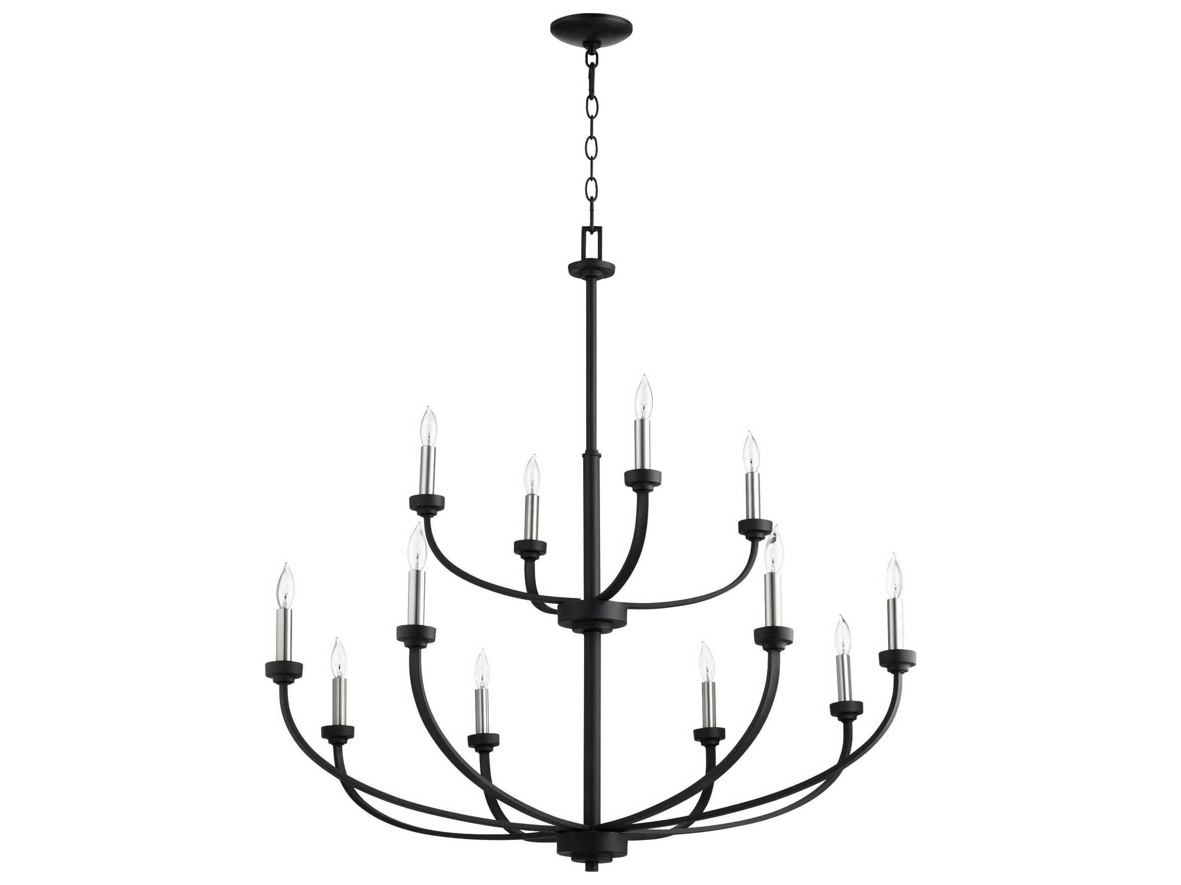 Reyes 12-Light Noir Black Candelabra Tiered Chandelier