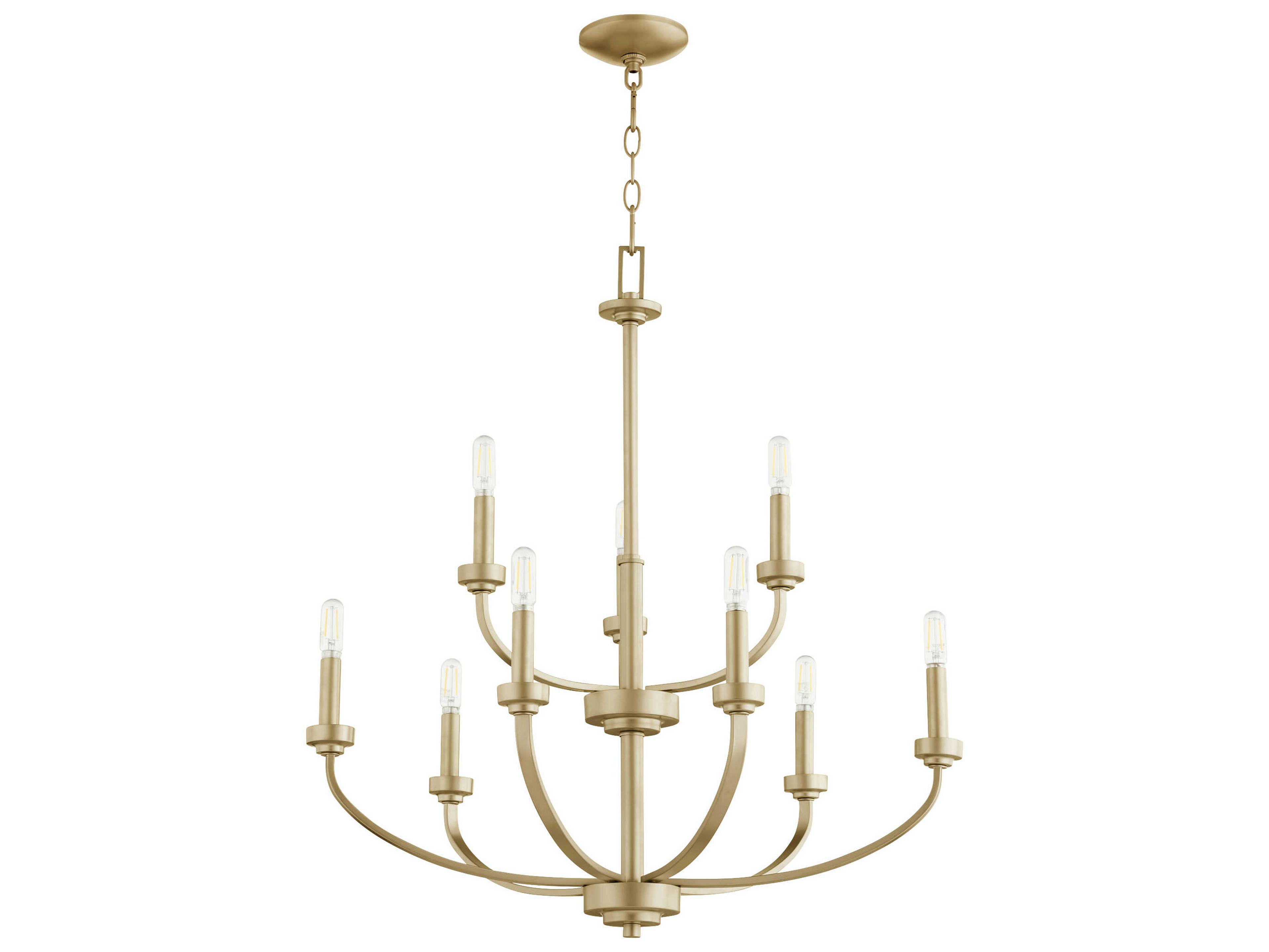 Reyes 9-Light Aged Brass Candelabra Chandelier