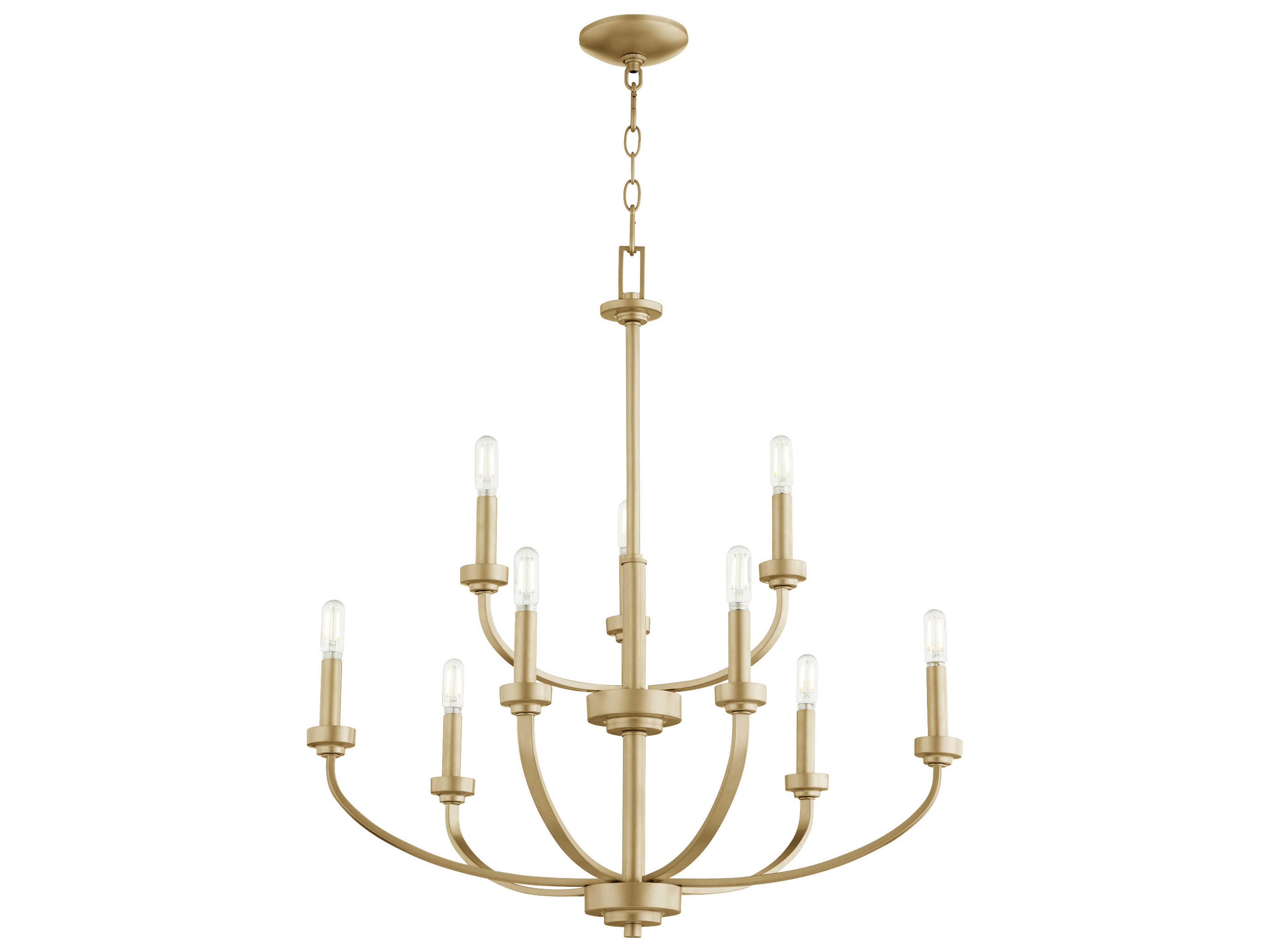 Quorum Reyes 9-Light Aged Brass Candelabra Chandelier