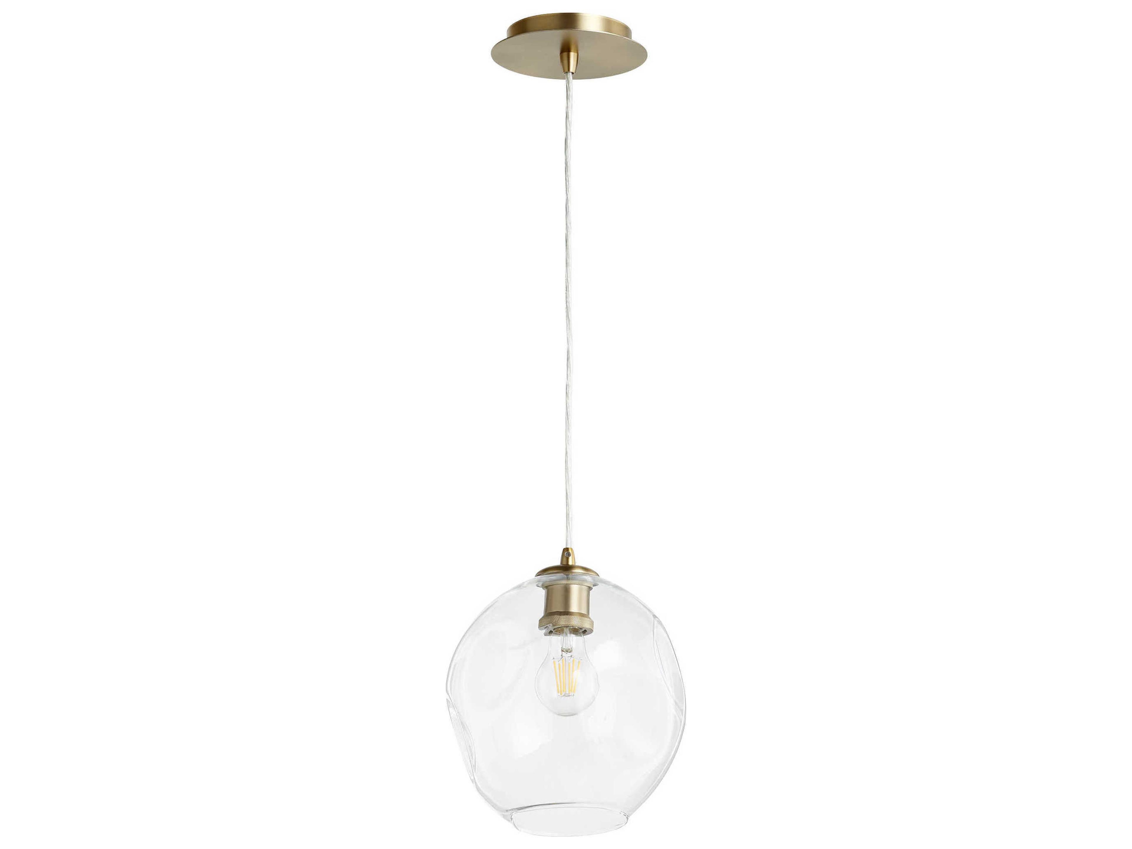 Numen 1-Light Aged Brass Glass Globe Mini Pendant